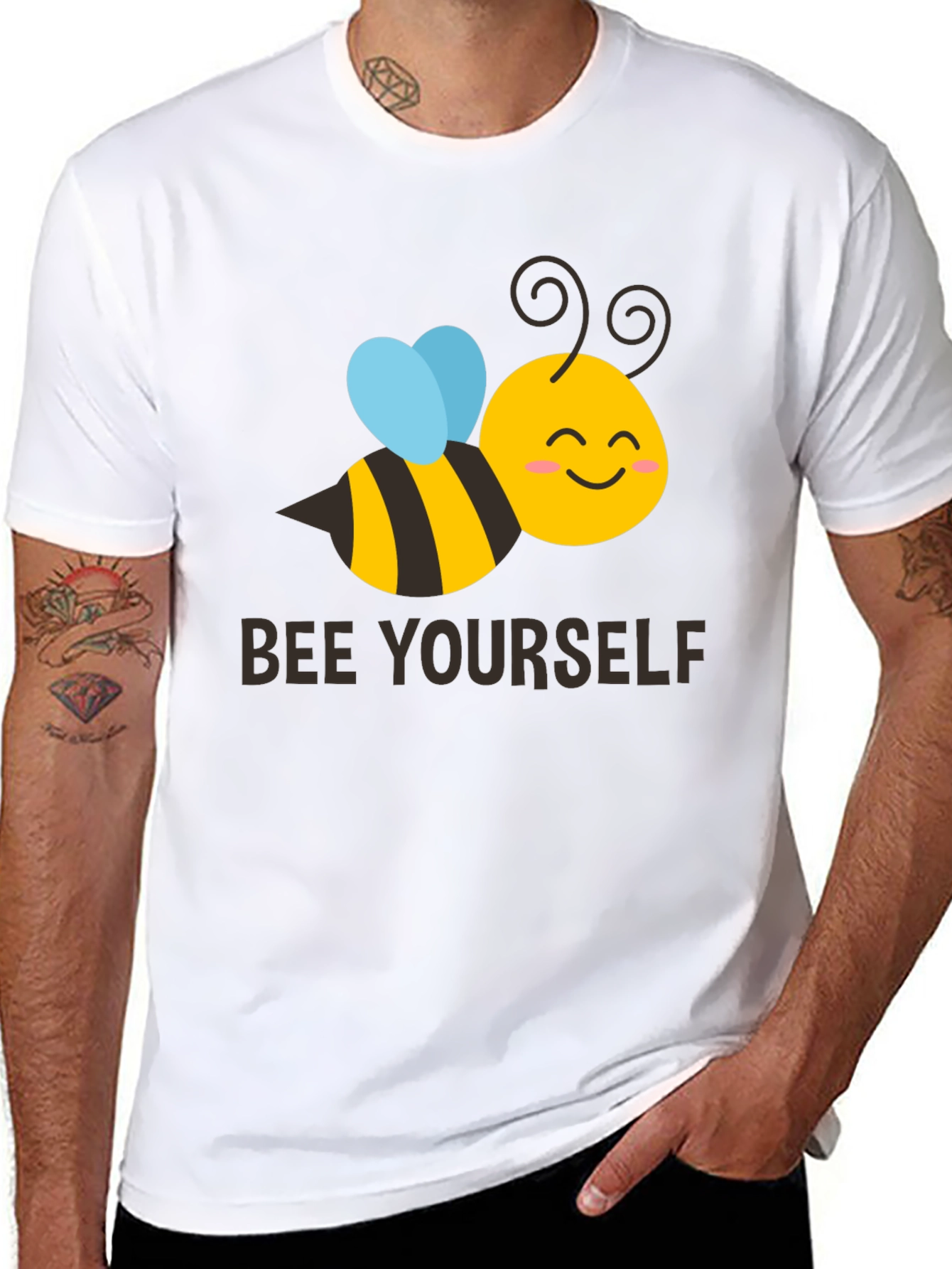 Bee Yourself Graphic T-Shirt - Black Crew Neck