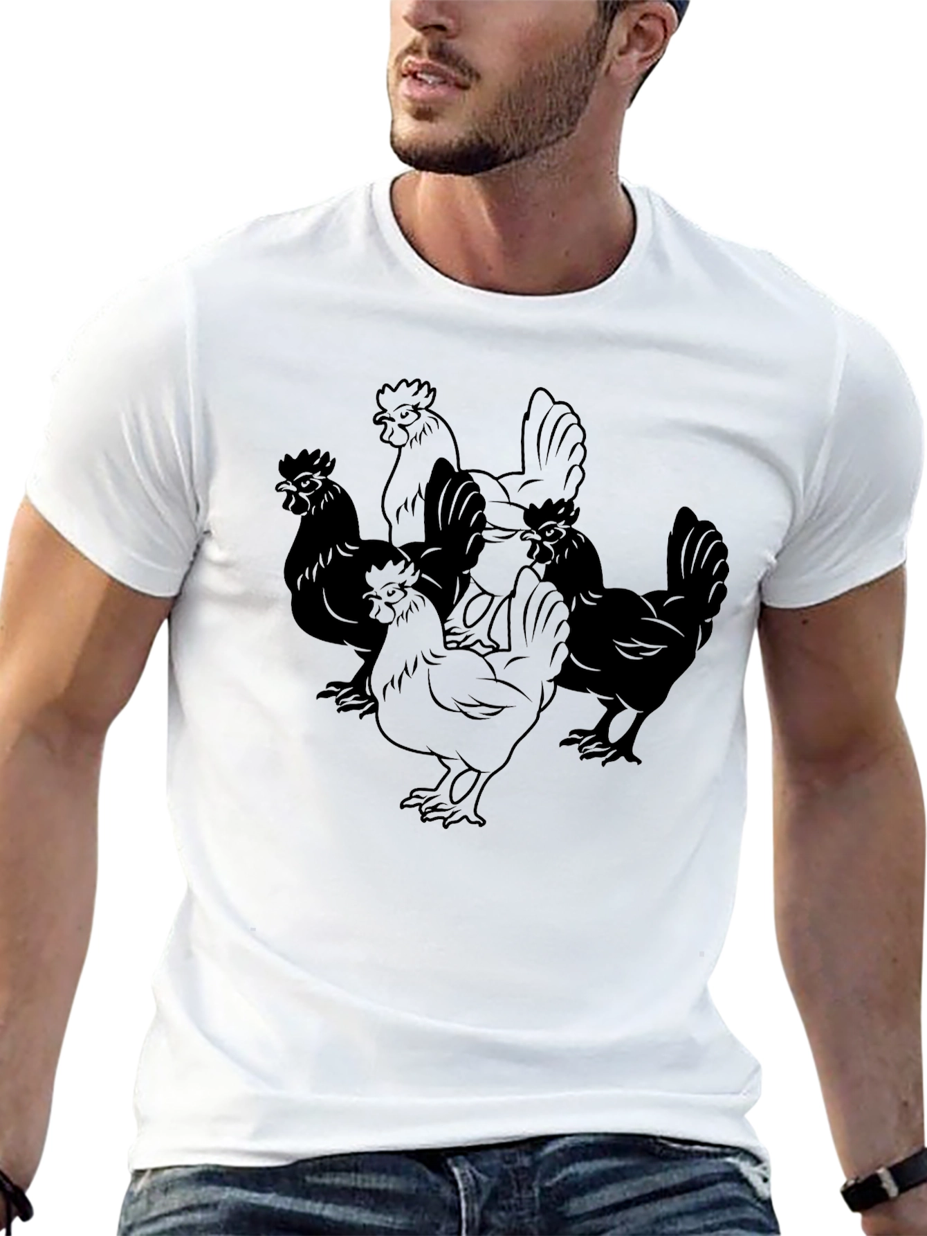 Chicken Graphic Black T-Shirt - Casual Style