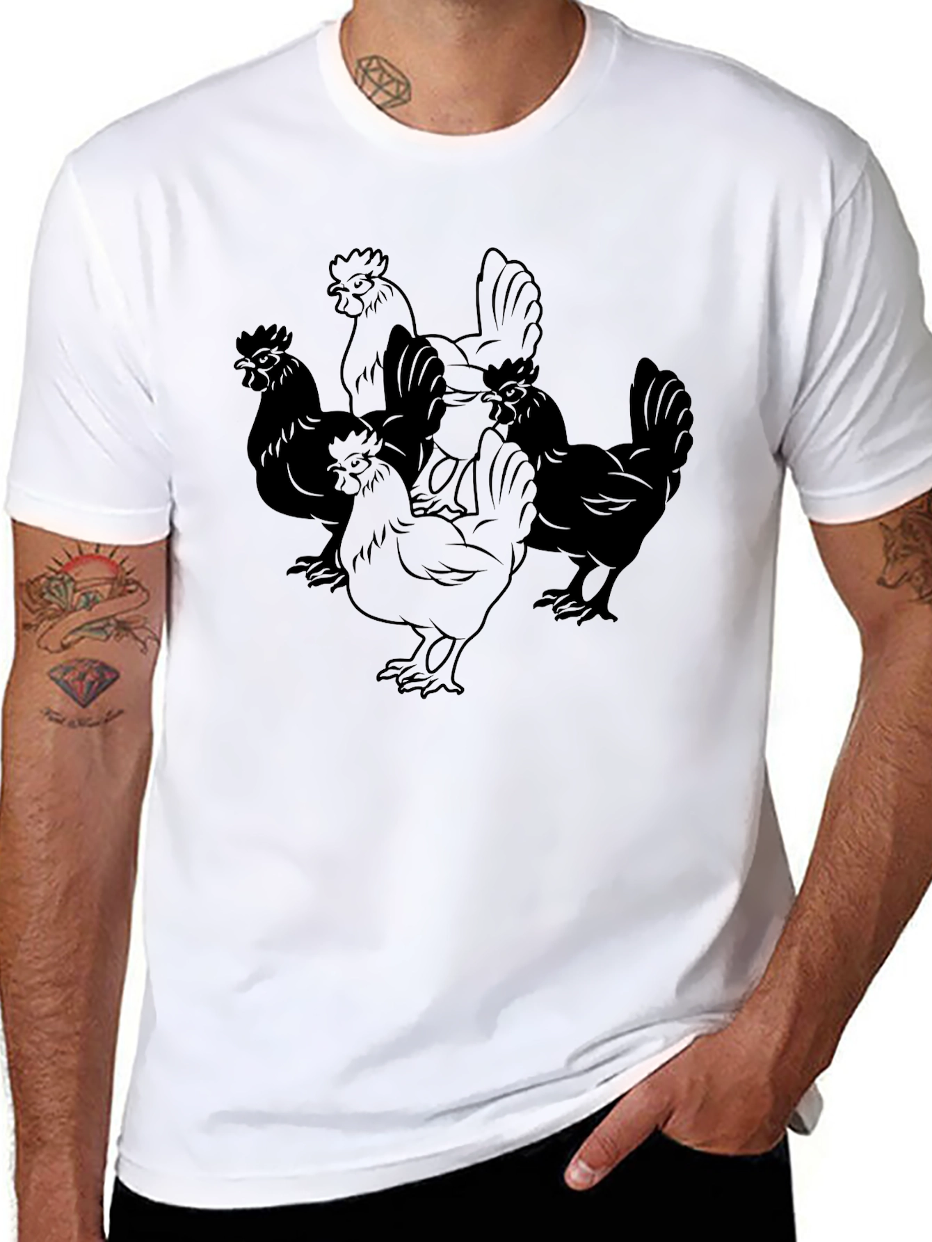 Chicken Graphic Black T-Shirt - Casual Style