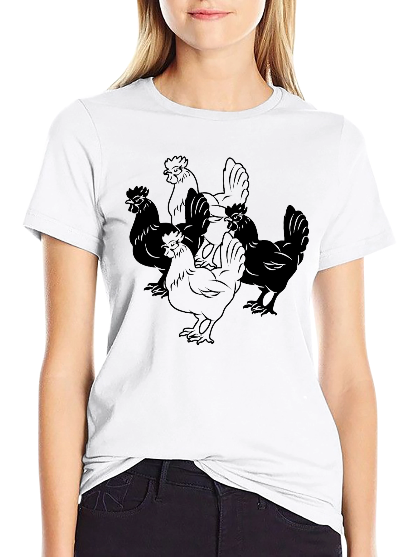 Chicken Graphic Black T-Shirt - Casual Style