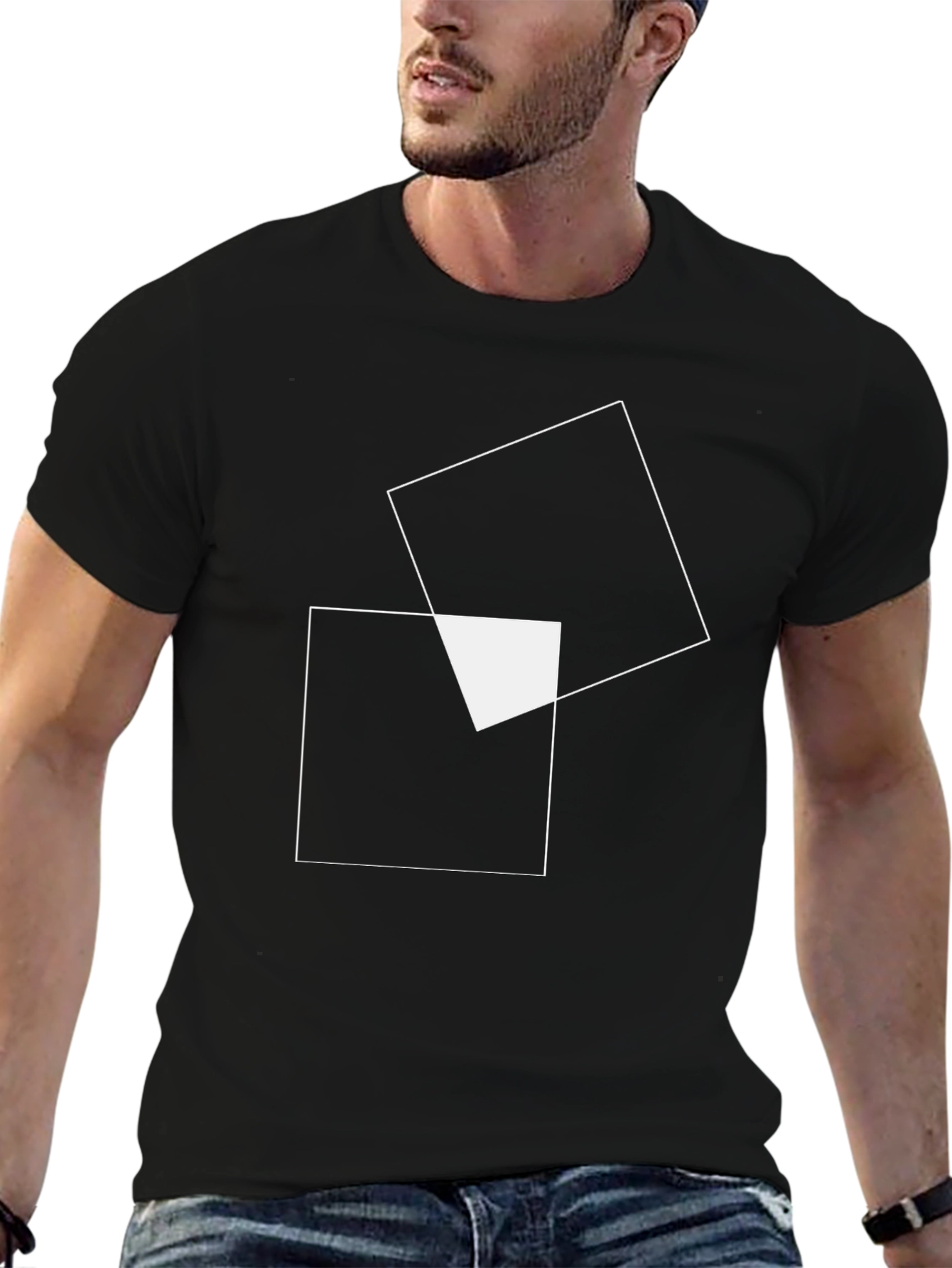 Modern Geometric Tee - Black