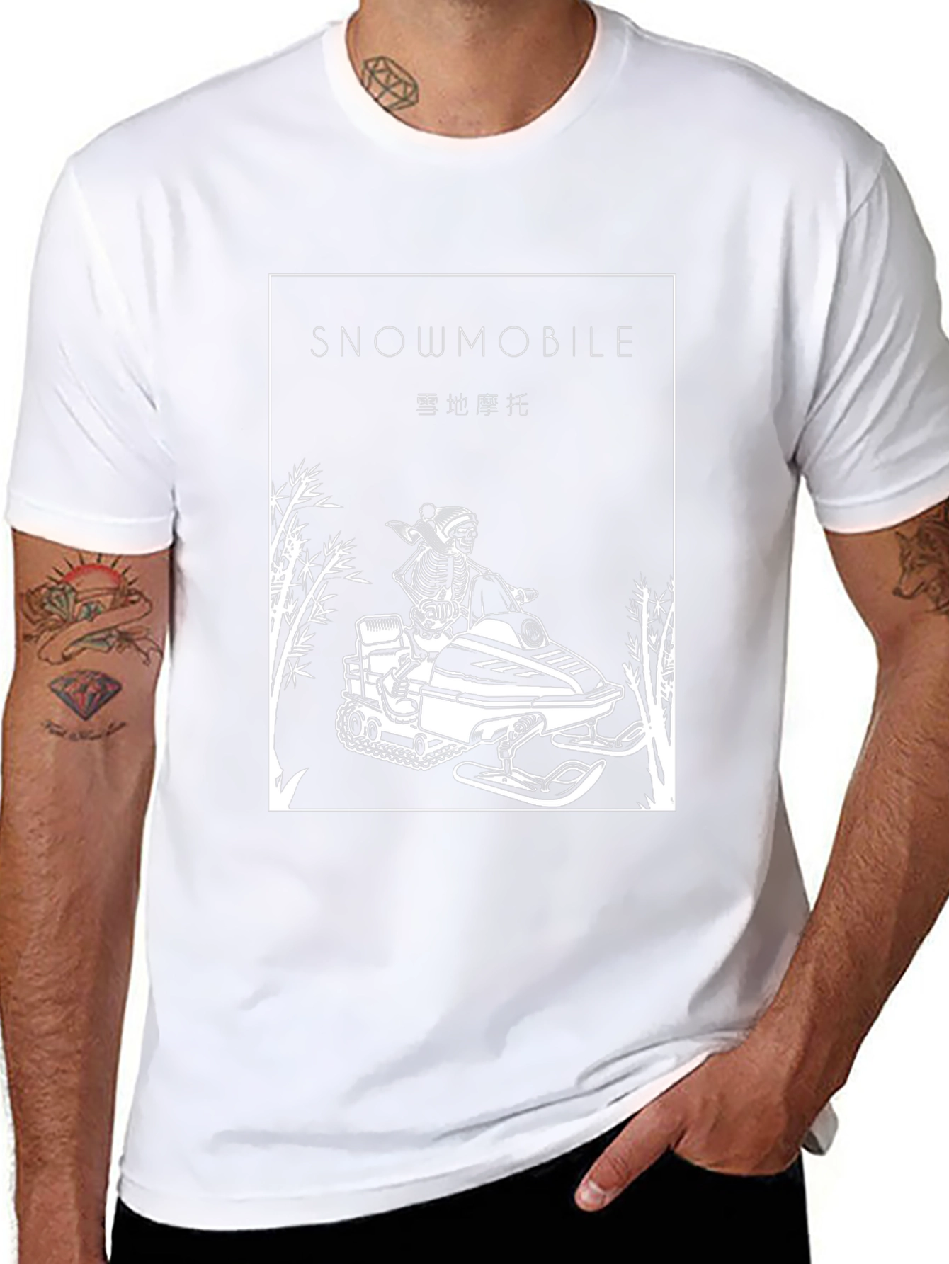 Snowmobile Skeleton Graphic Tee - Black