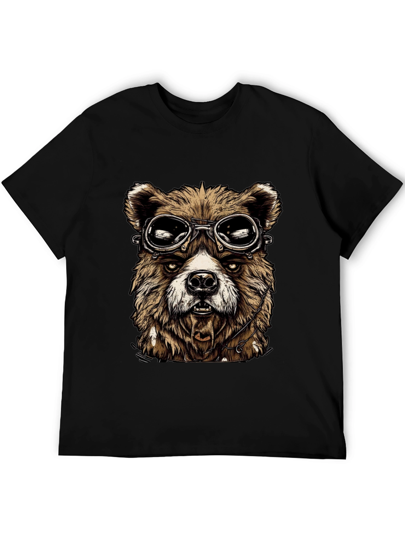 Bear Aviator Graphic Black T-Shirt