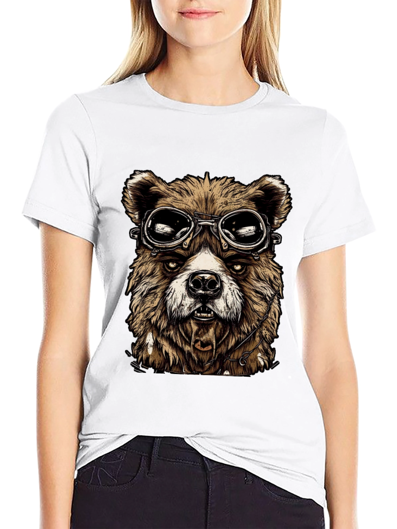 Bear Aviator Graphic Black T-Shirt