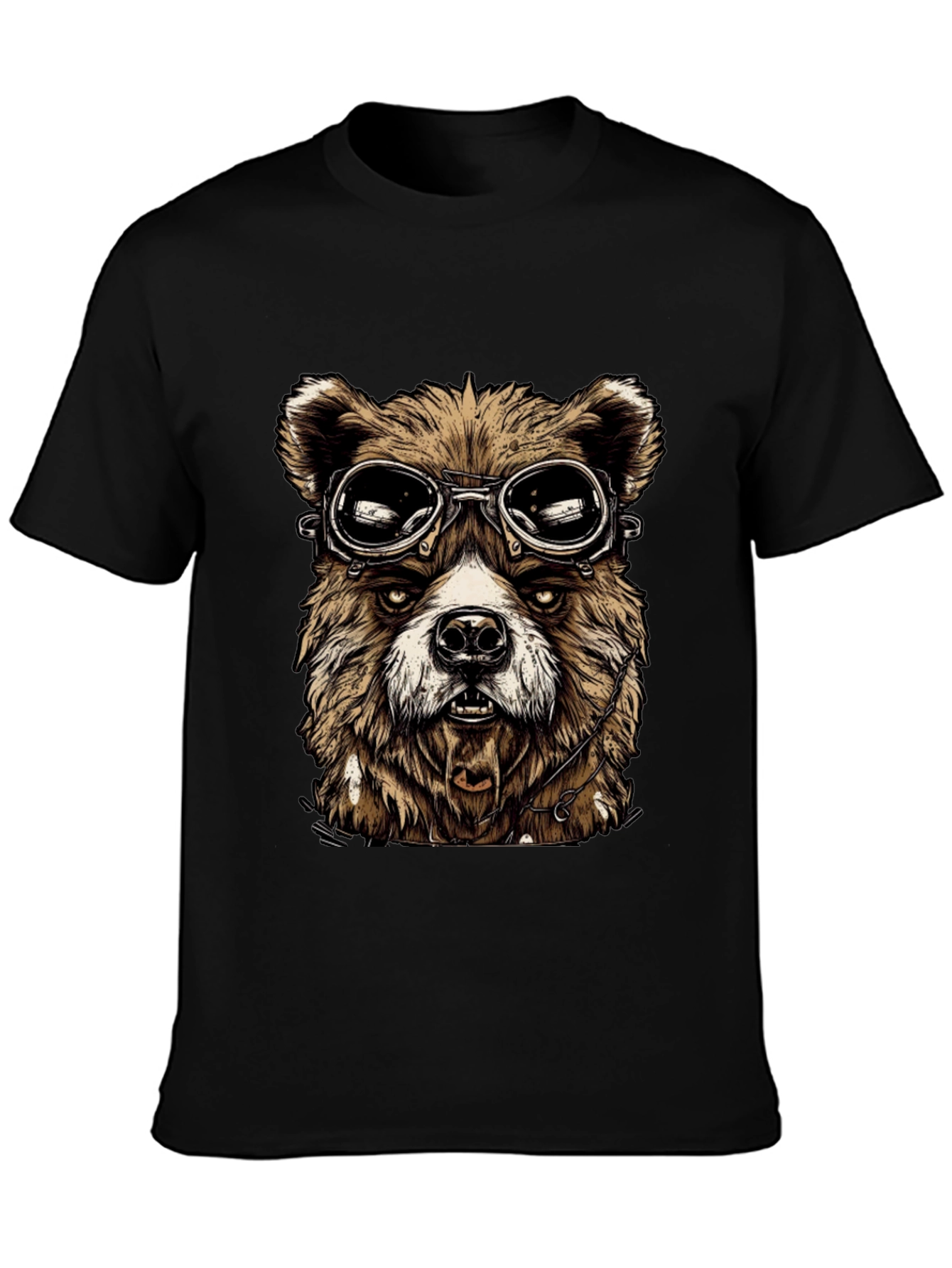 Bear Aviator Graphic Black T-Shirt