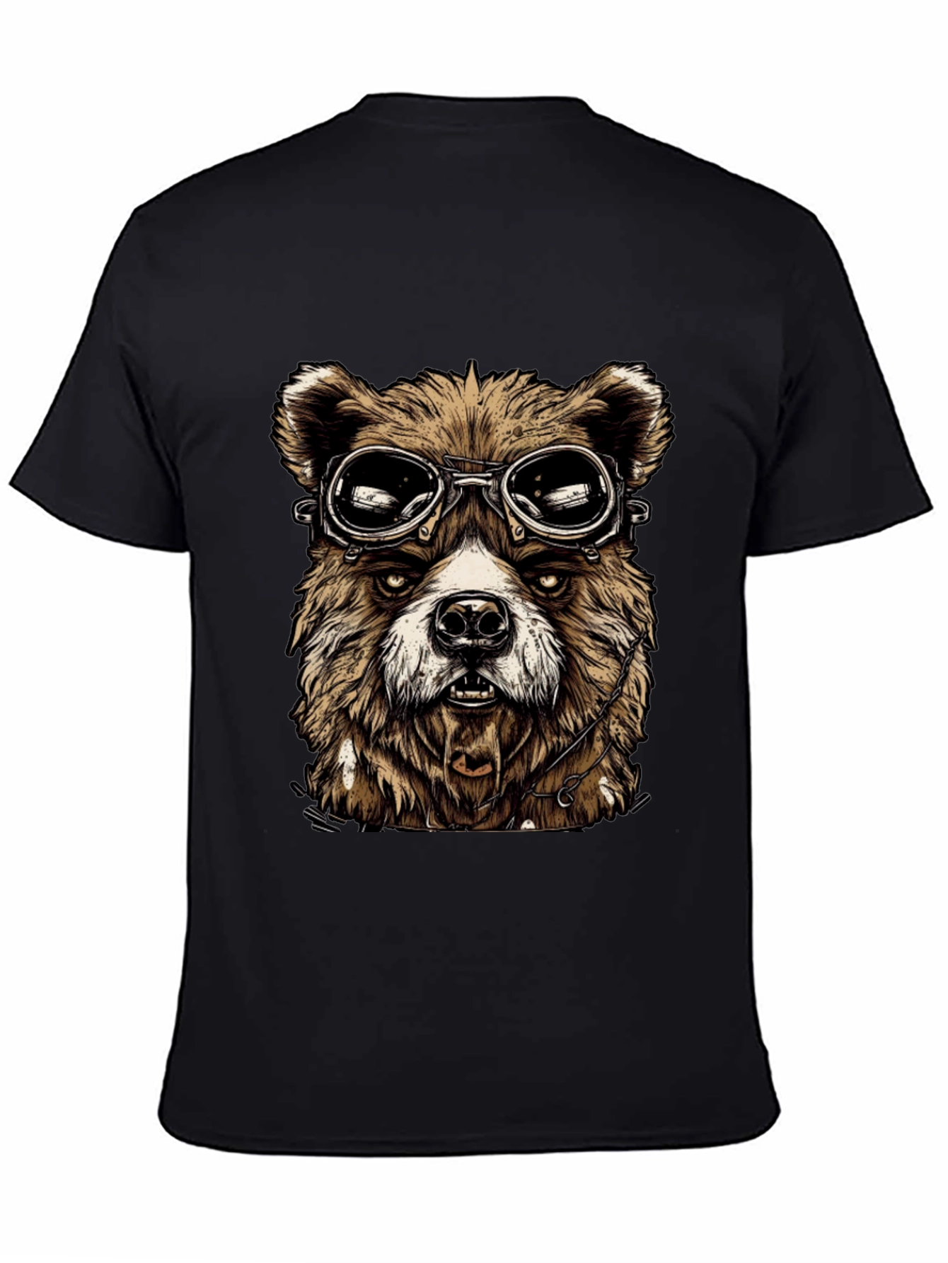 Bear Aviator Graphic Black T-Shirt