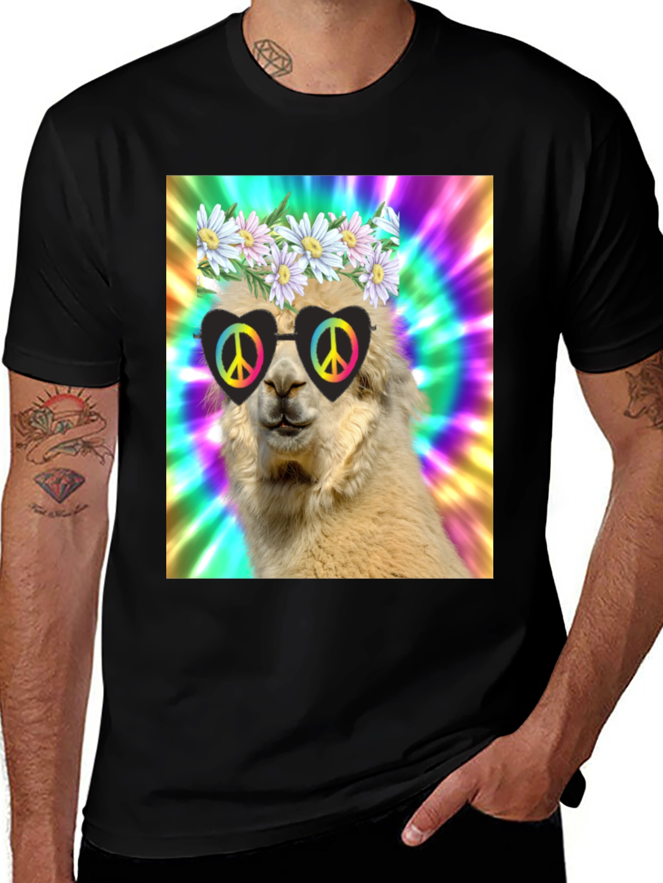 Hippie Llama T-Shirt - Peace and Love!