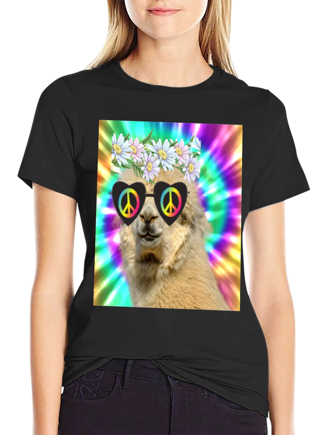 Hippie Llama T-Shirt - Peace and Love!