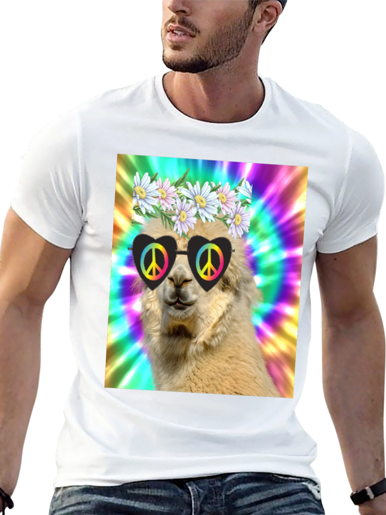 Hippie Llama T-Shirt - Peace and Love!