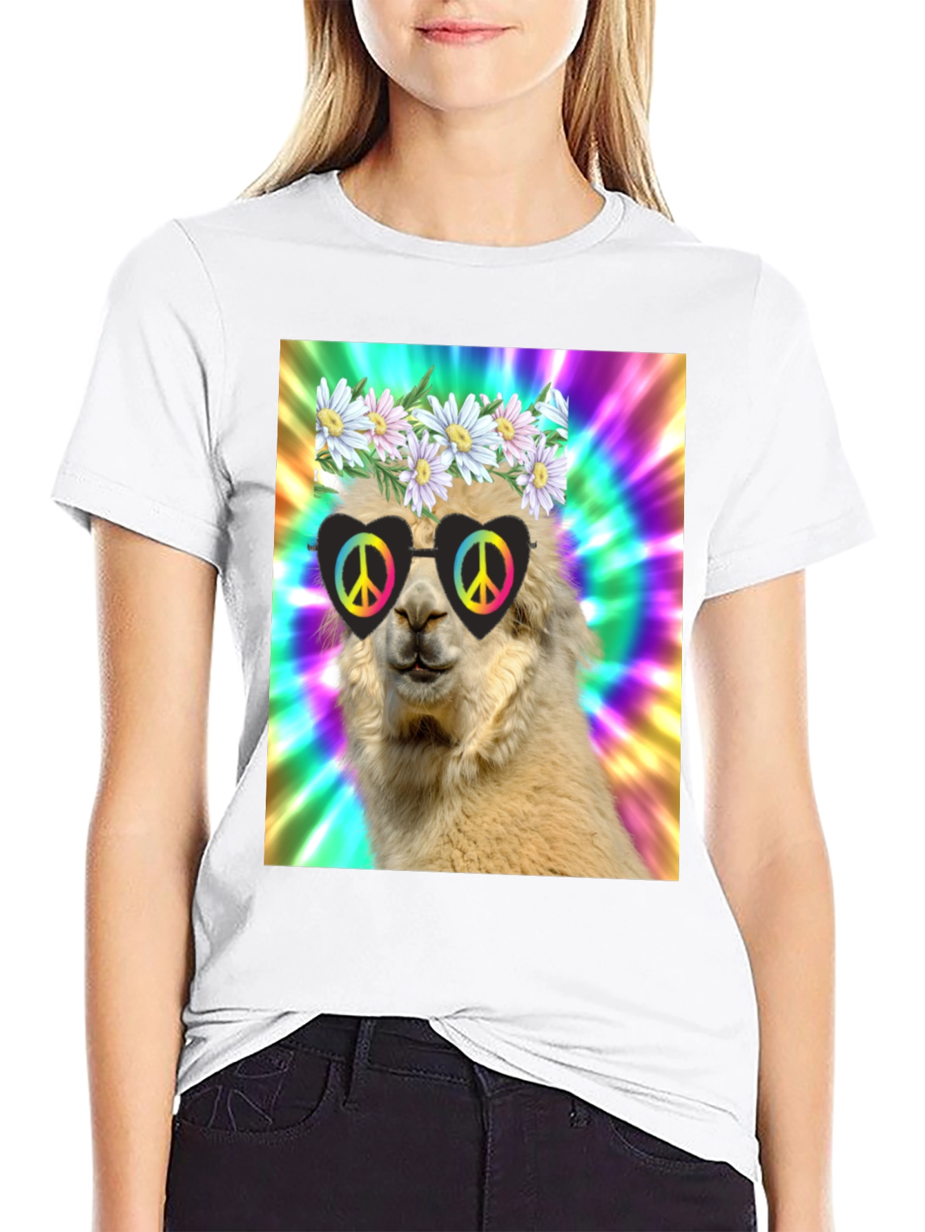 Hippie Llama T-Shirt - Peace and Love!
