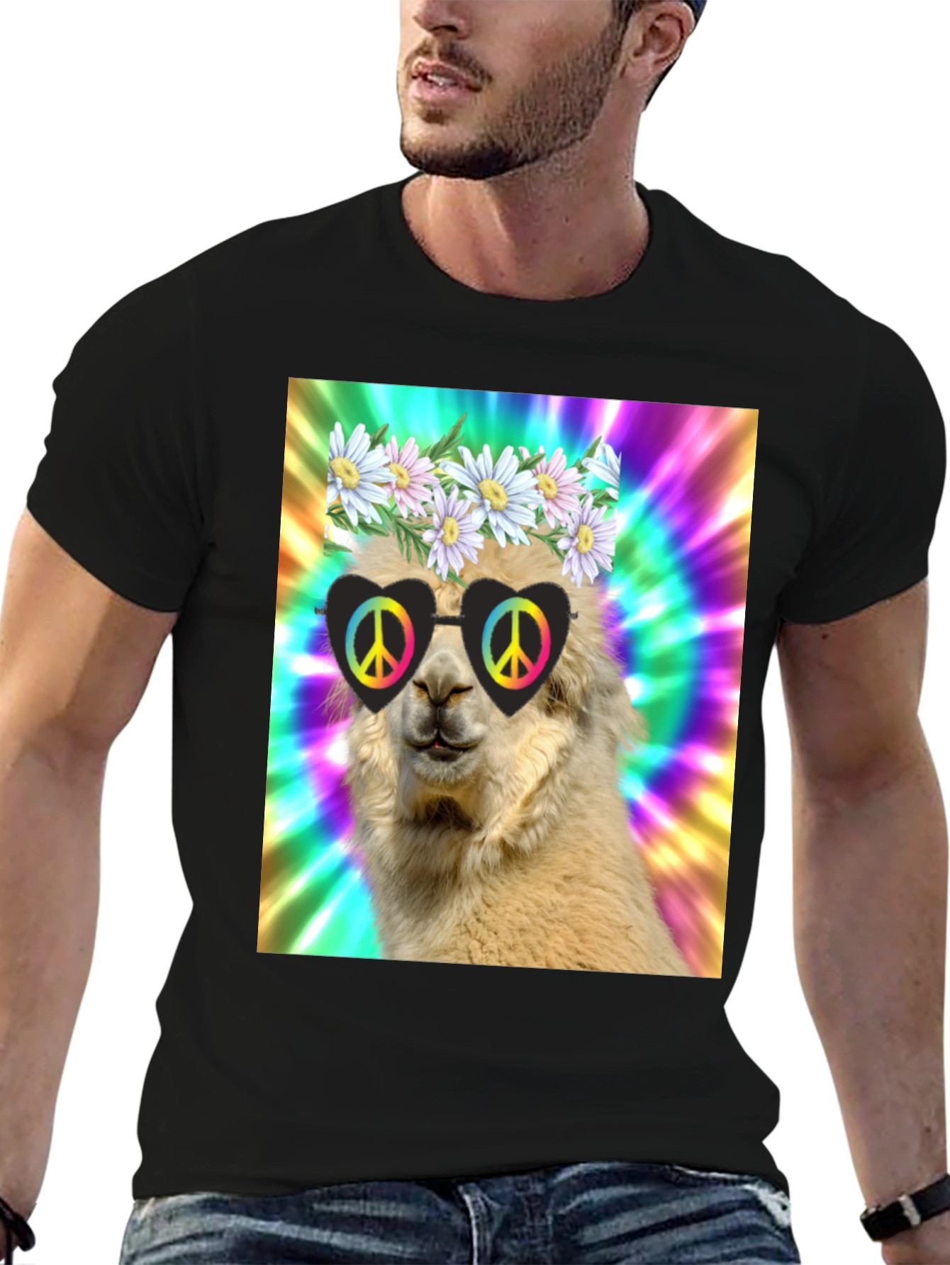 Hippie Llama T-Shirt - Peace and Love!