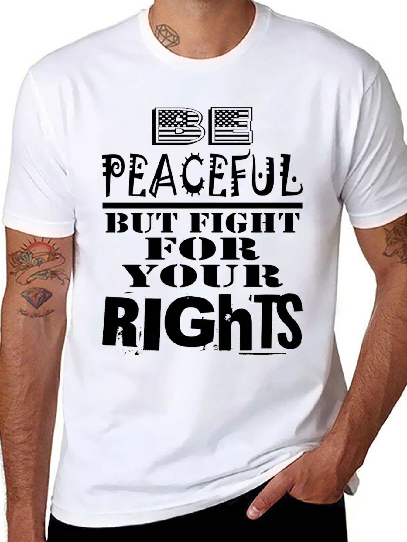 Be Peaceful Fight For Your Rights Black T-Shirt