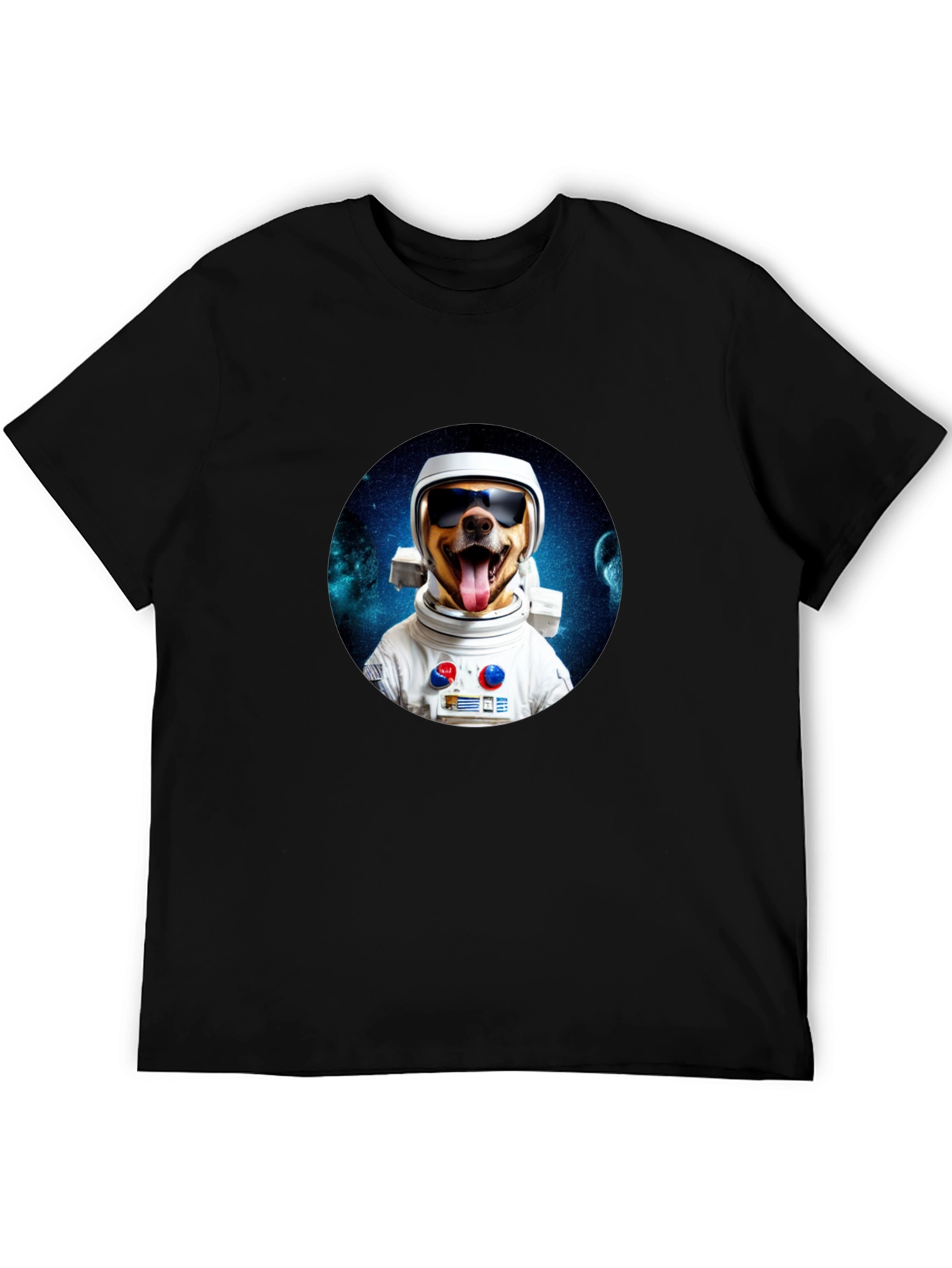 Dog Astronaut Graphic Tee - Mens Black T-Shirt