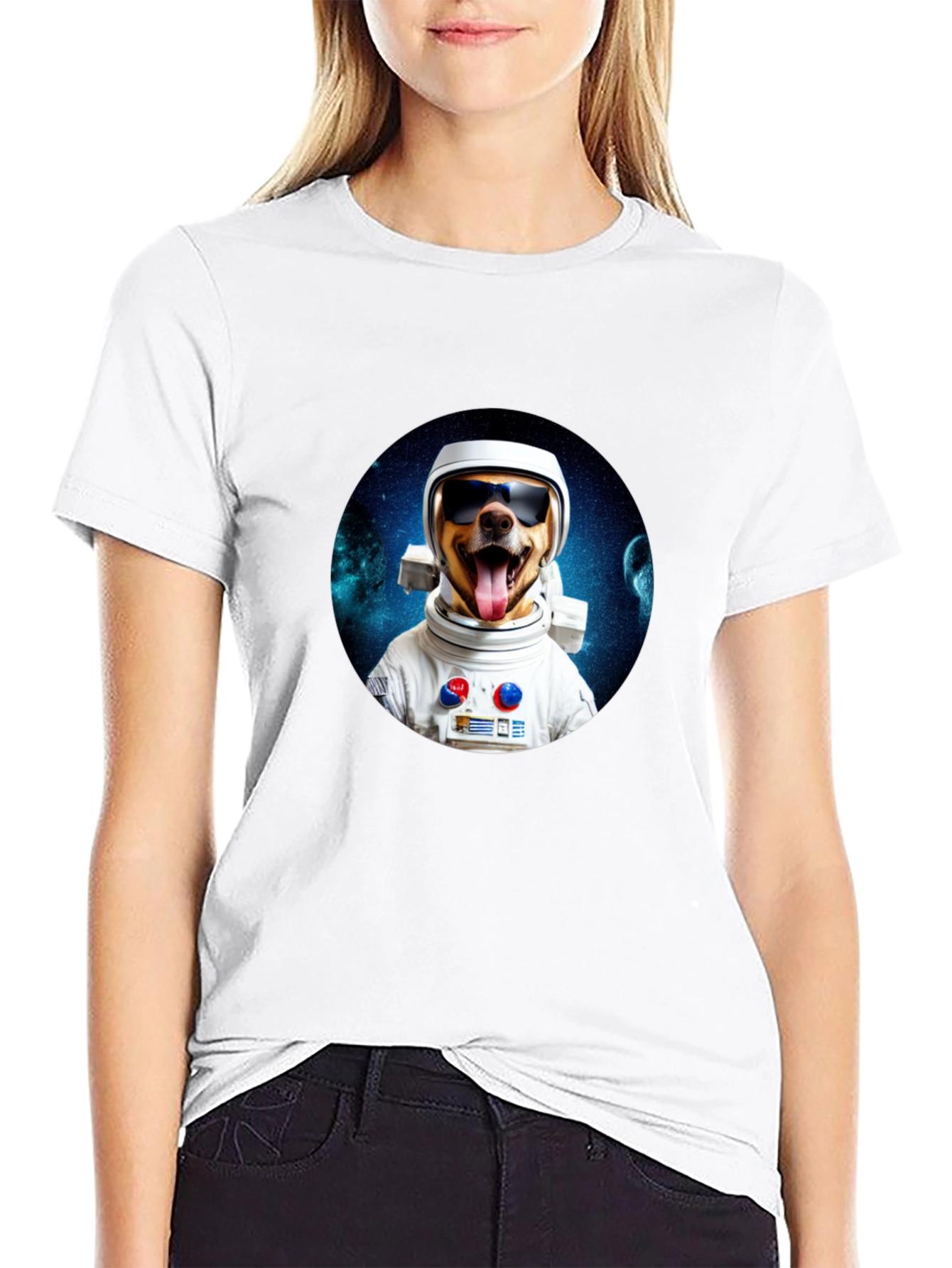 Dog Astronaut Graphic Tee - Mens Black T-Shirt