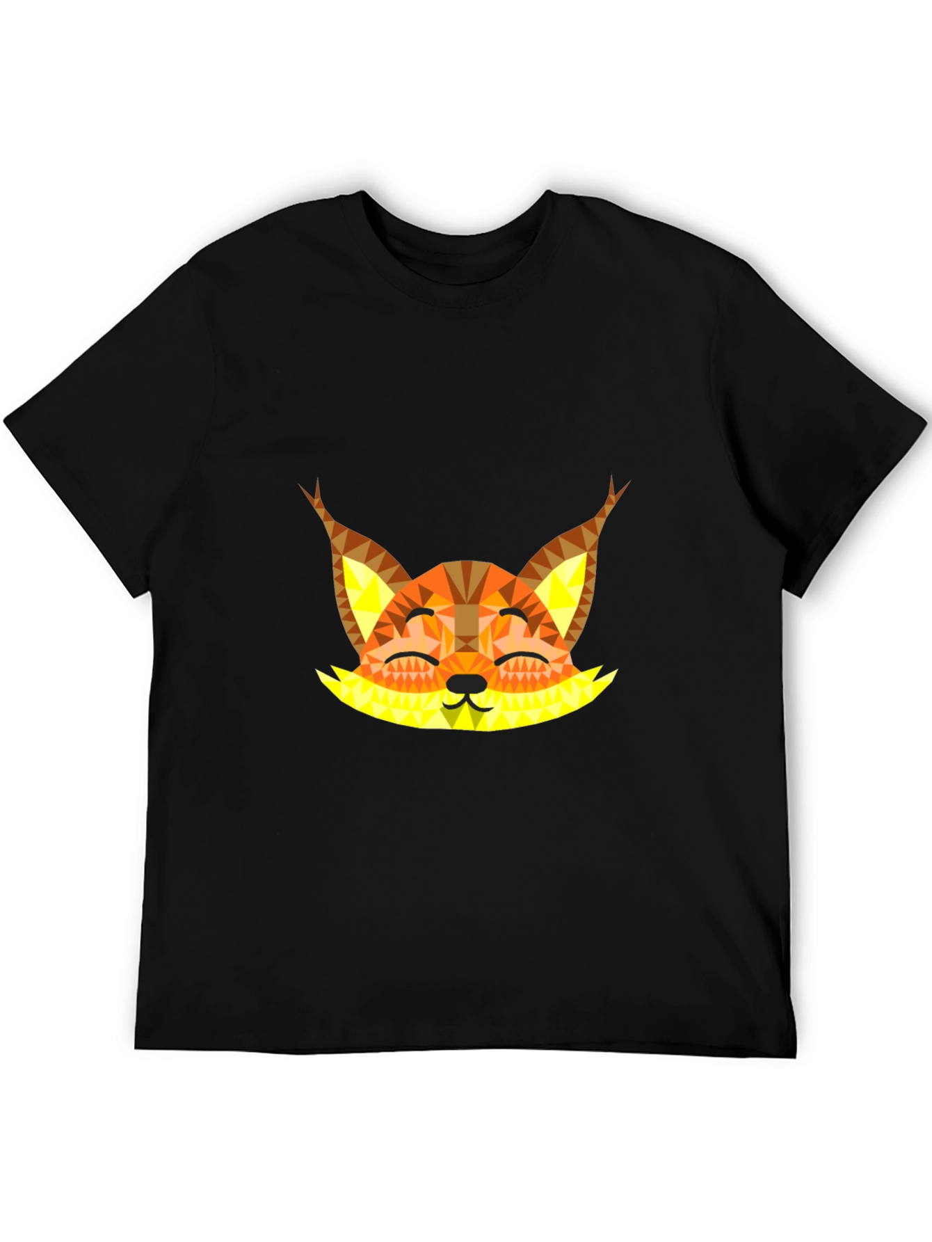Geometric Fox Graphic Tee - Black Unisex T-Shirt
