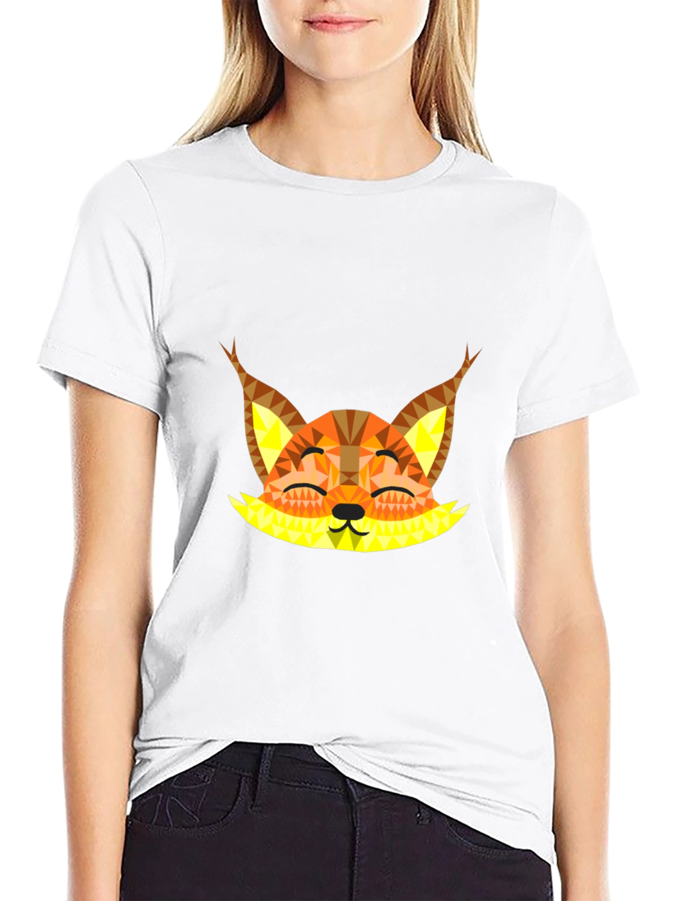 Geometric Fox Graphic Tee - Black Unisex T-Shirt