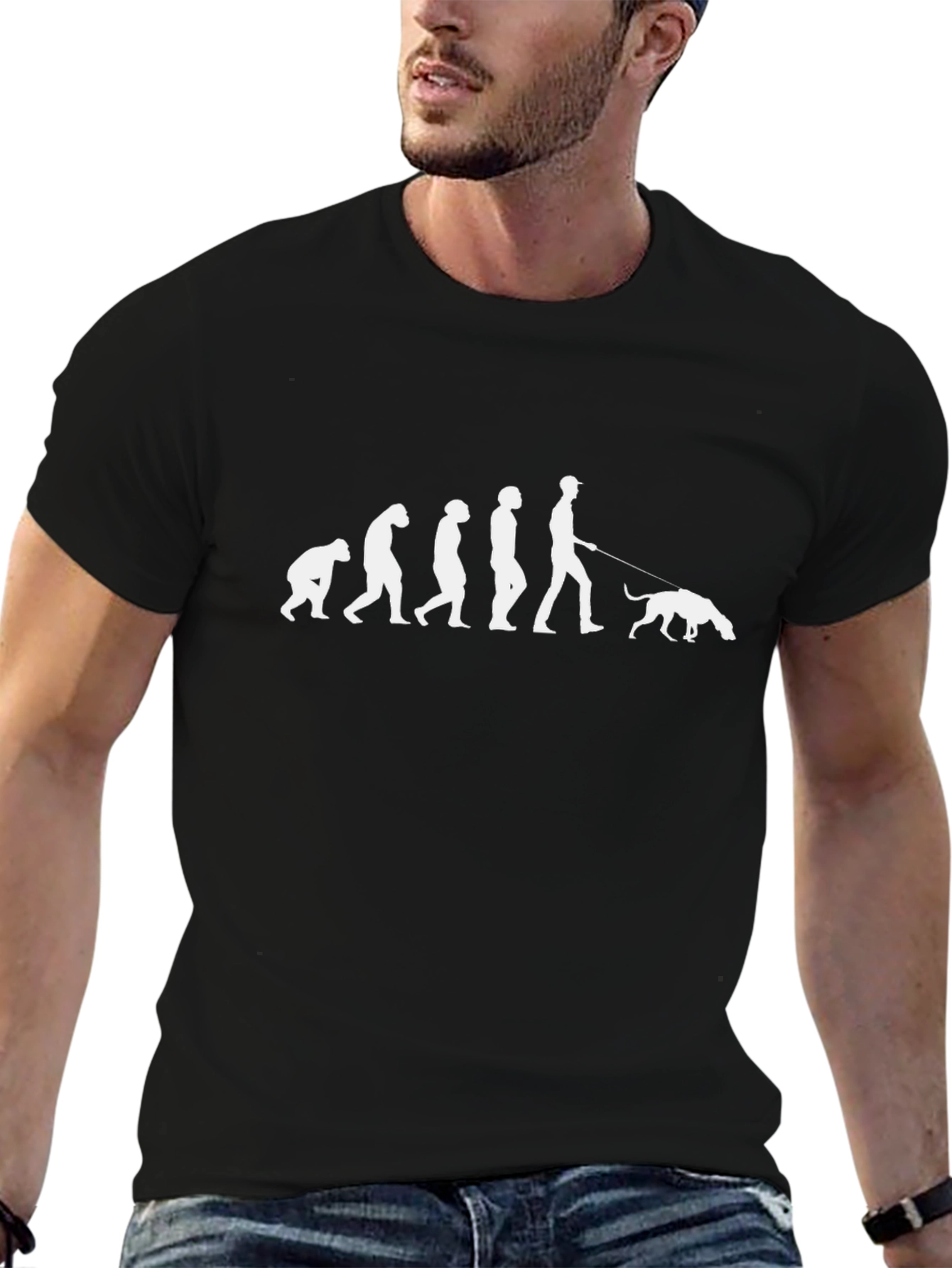Evolution of Dog Walker Black T-Shirt