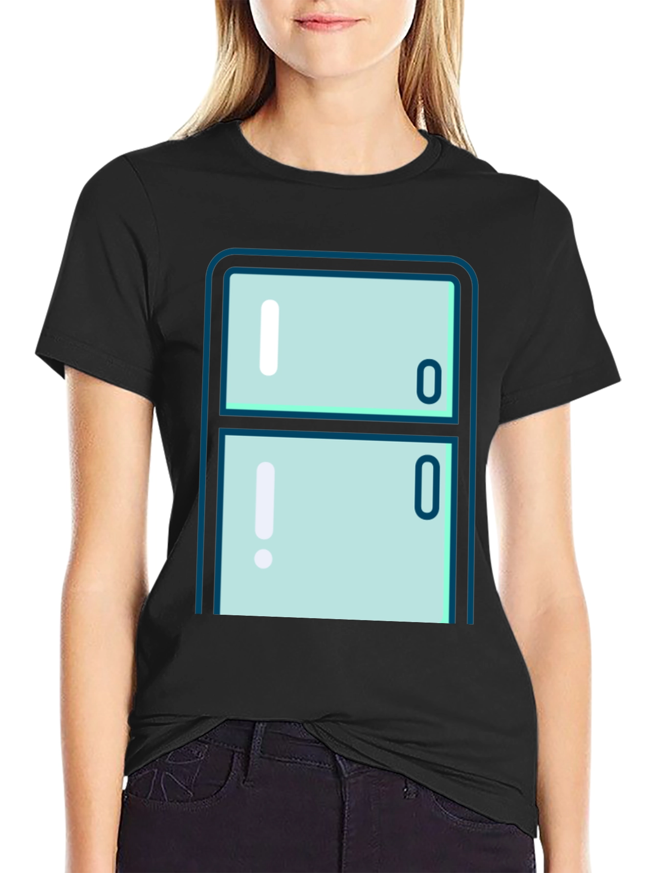 Cool Refrigerator Graphic T-Shirt - Black Cotton Tee