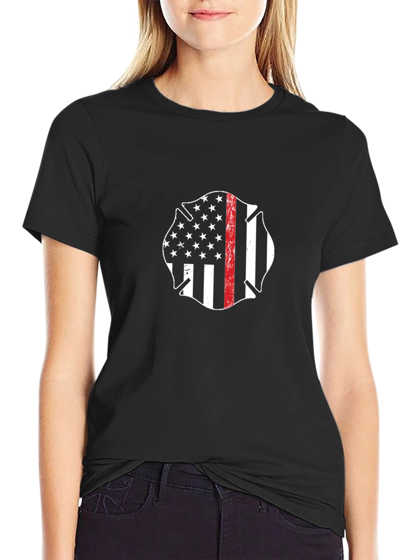Firefighter Maltese Cross Flag T-Shirt