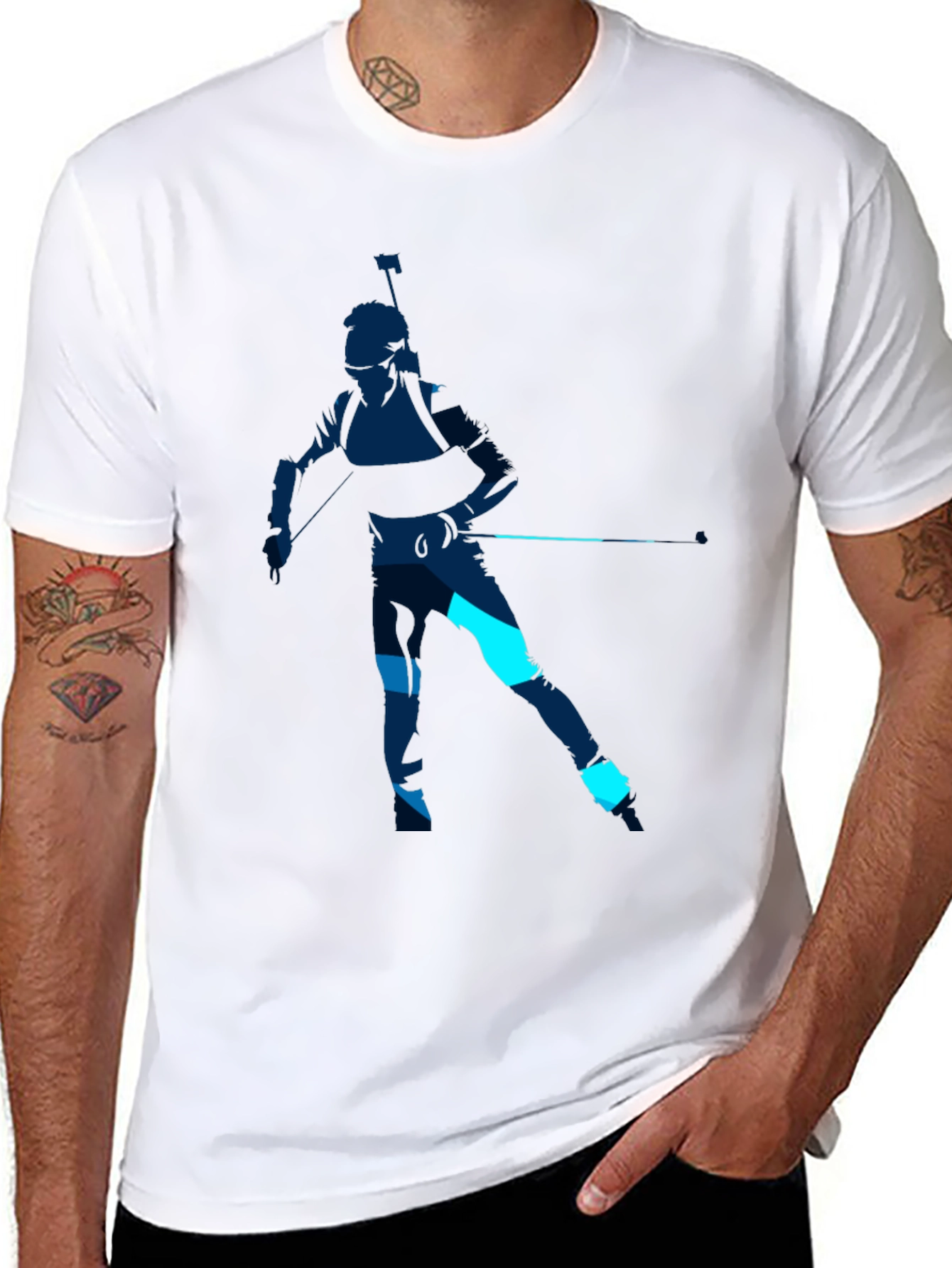 Biathlon Silhouette Graphic Tee - Sporty Casual Style