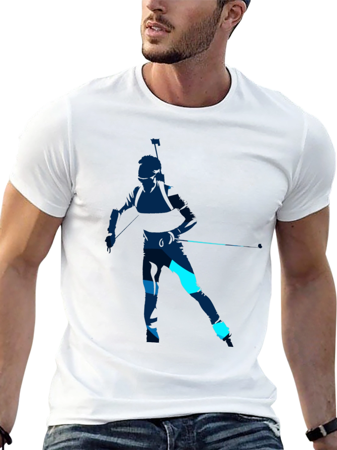 Biathlon Silhouette Graphic Tee - Sporty Casual Style