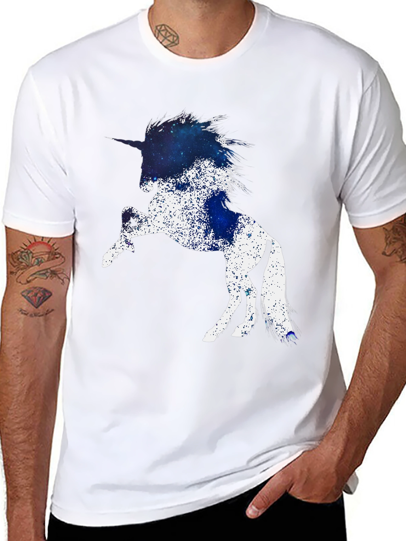 Unicorn Galaxy Graphic Black T-Shirt