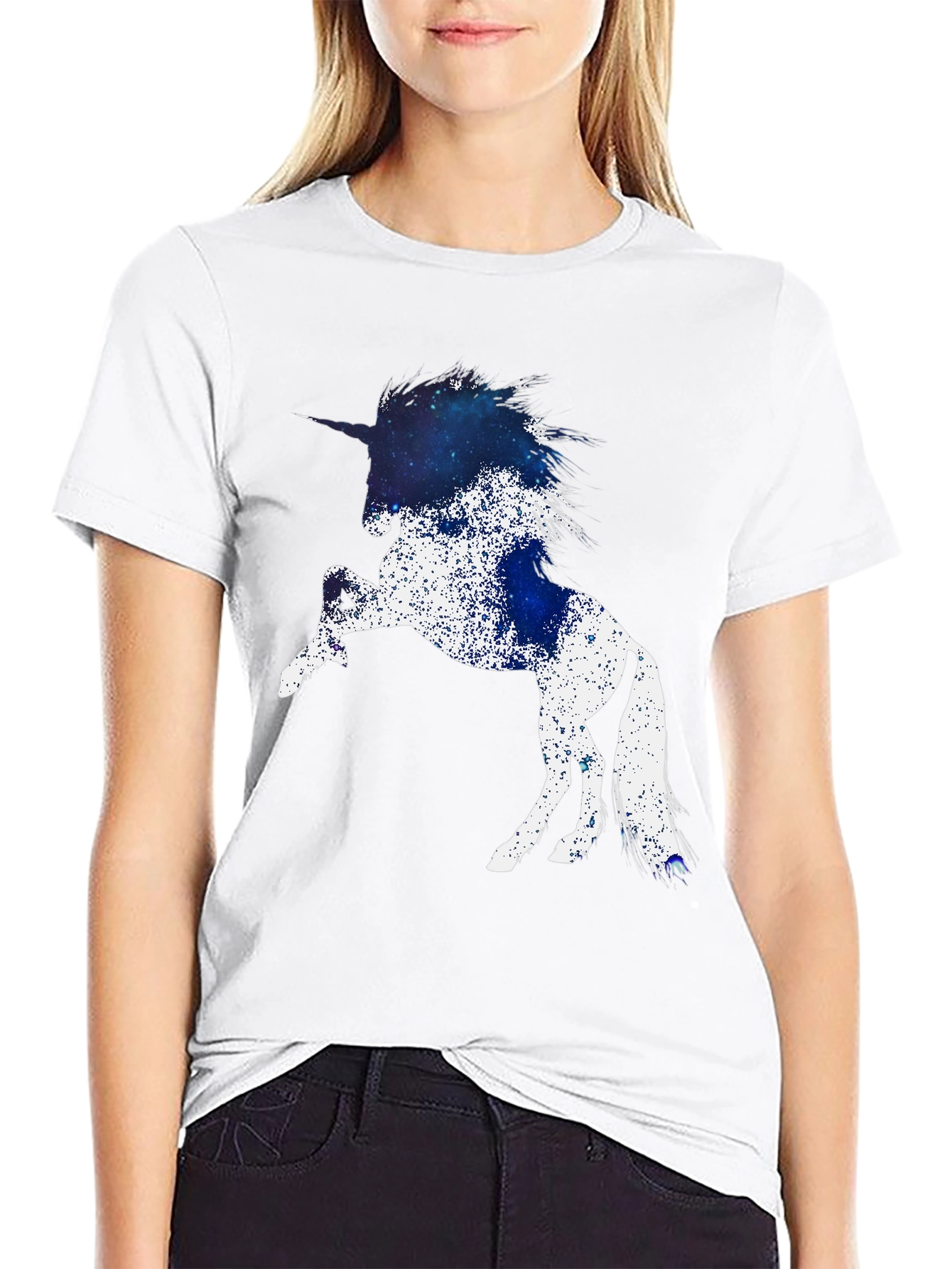 Unicorn Galaxy Graphic Black T-Shirt