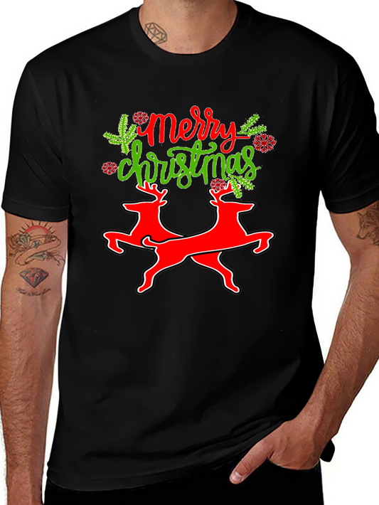 Merry Christmas Reindeer Graphic T-Shirt