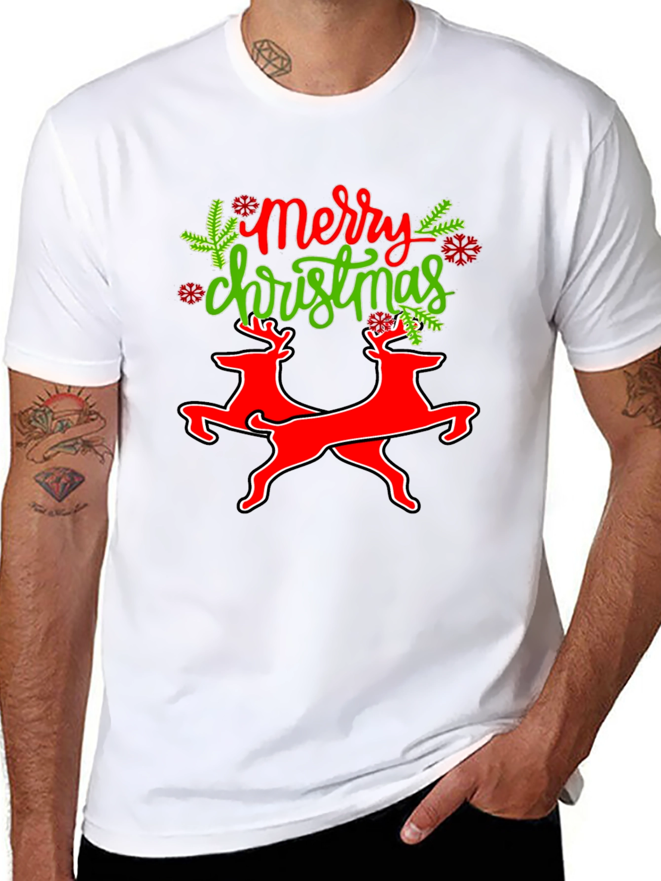 Merry Christmas Reindeer Graphic T-Shirt