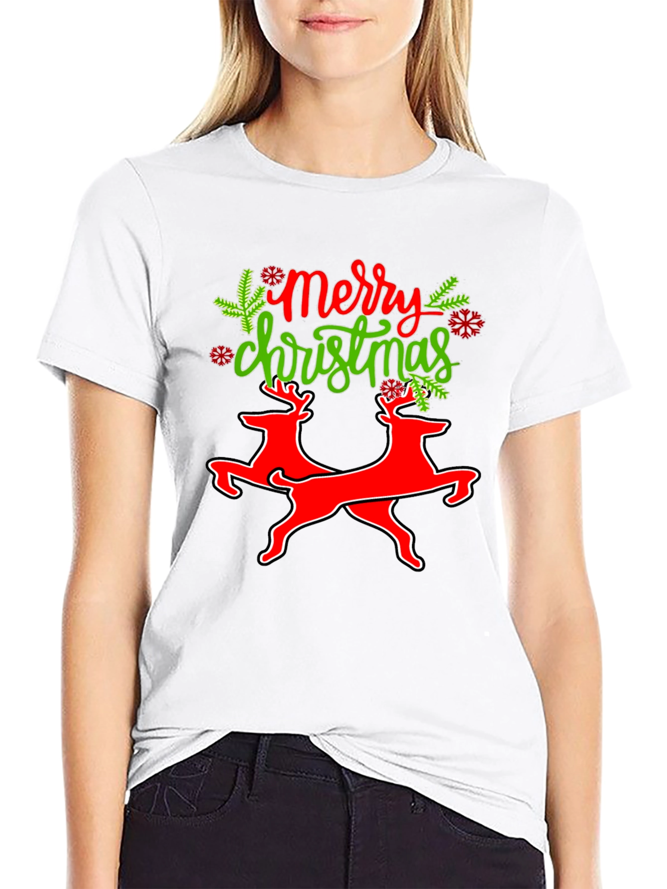 Merry Christmas Reindeer Graphic T-Shirt