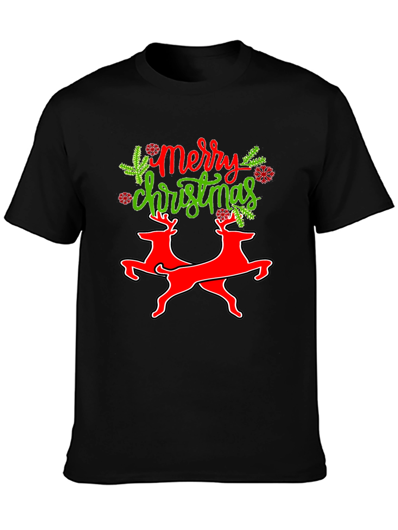 Merry Christmas Reindeer Graphic T-Shirt