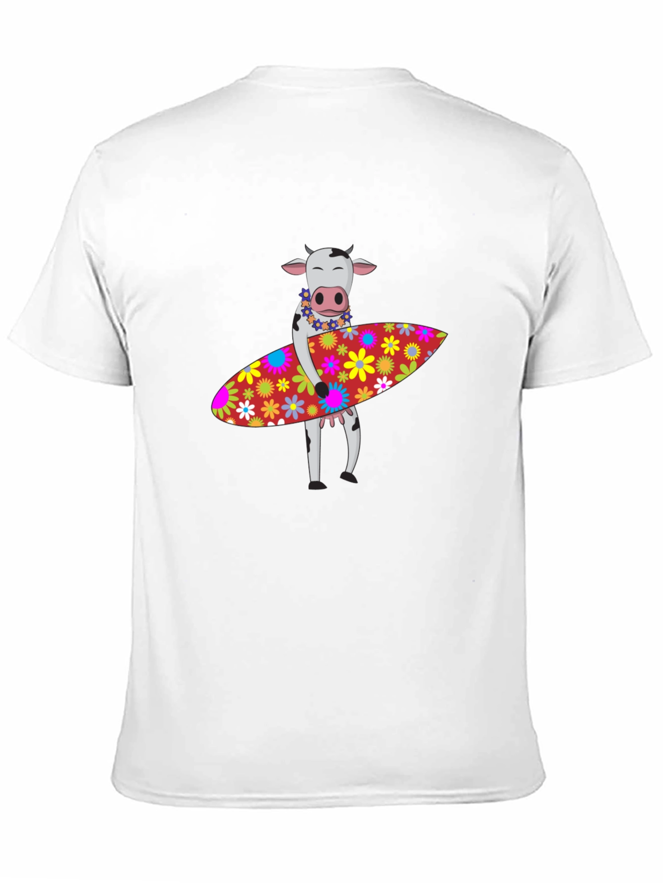 Surfing Cow Graphic Tee - Black Cotton T-Shirt