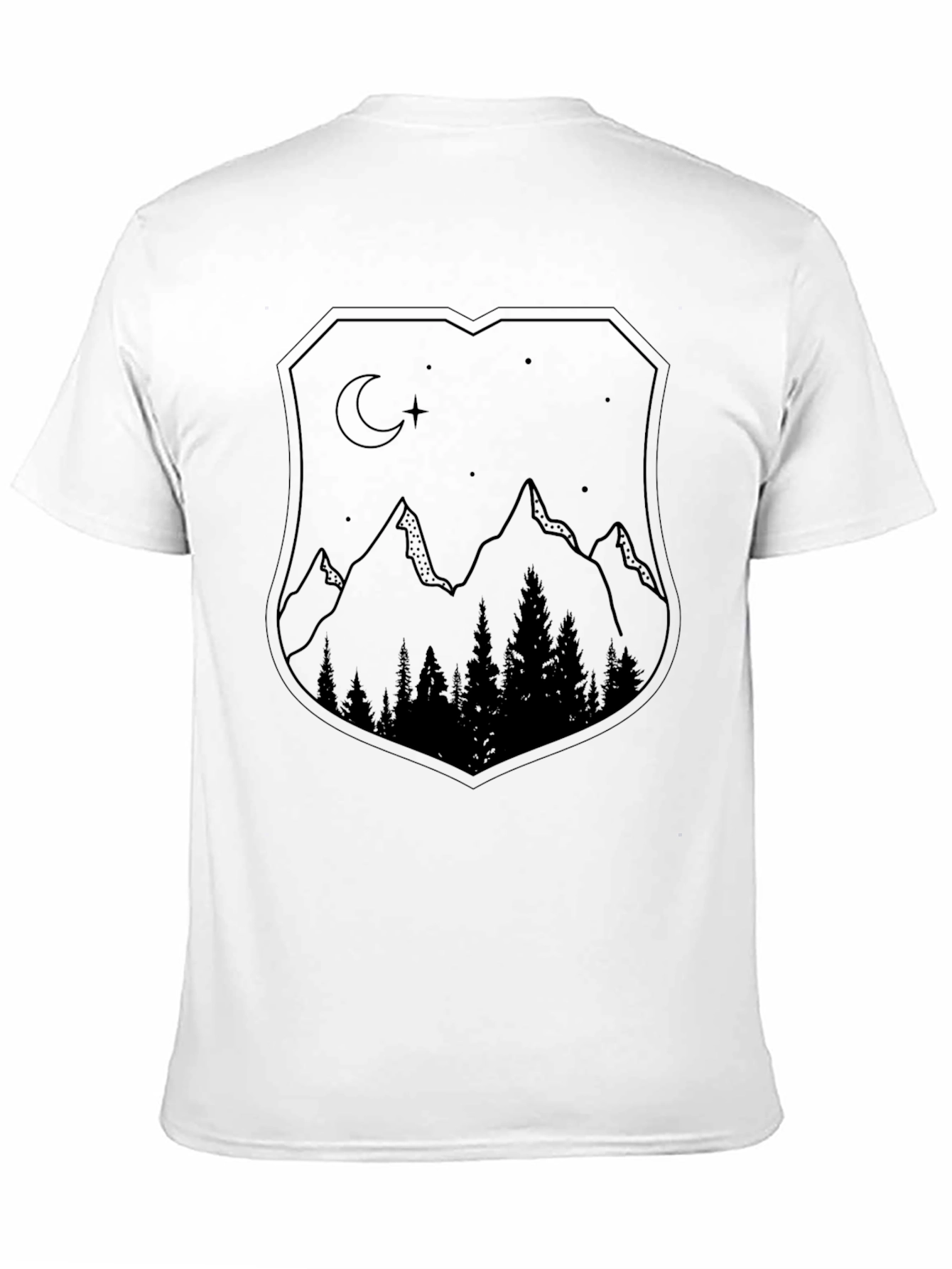 Mountain Night Scene Graphic Tee - Black Unisex Shirt