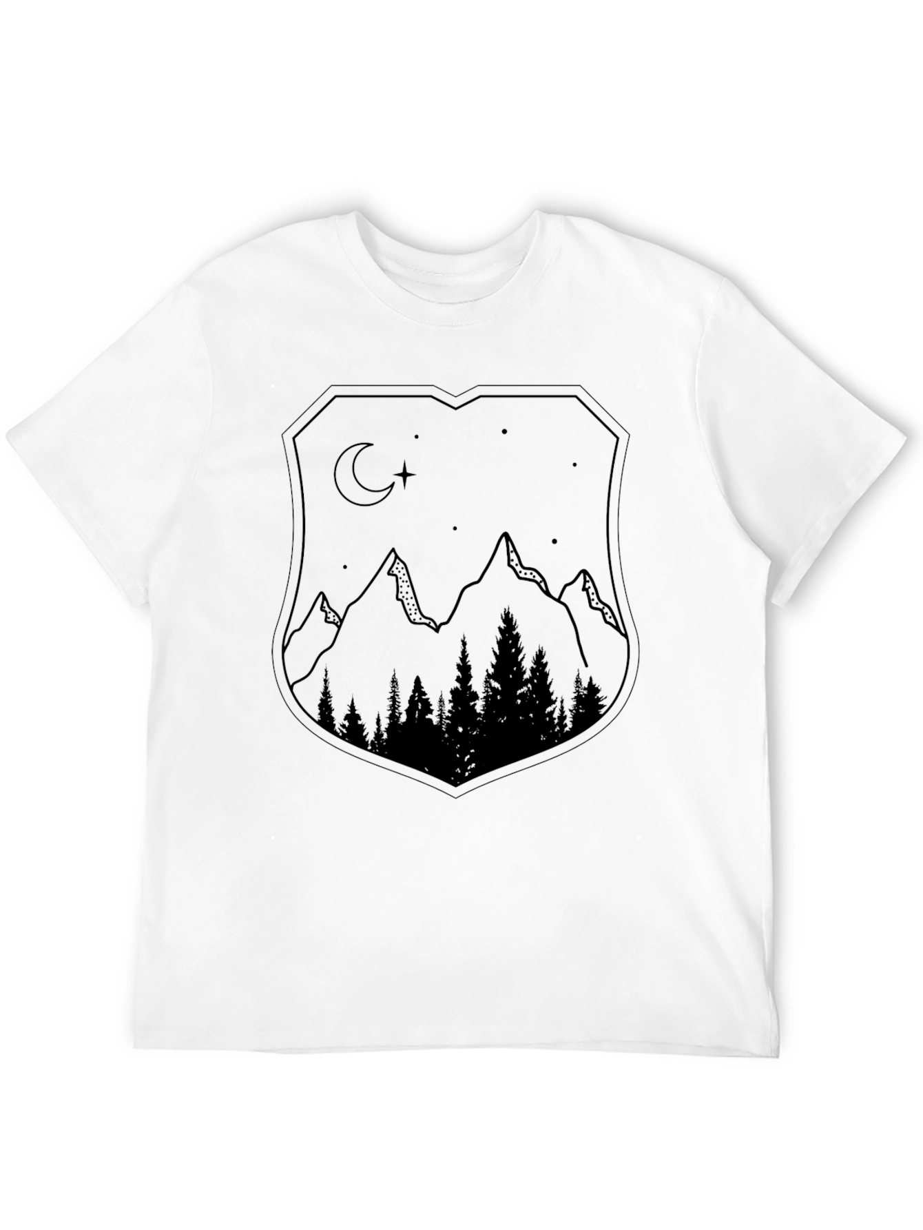 Mountain Night Scene Graphic Tee - Black Unisex Shirt