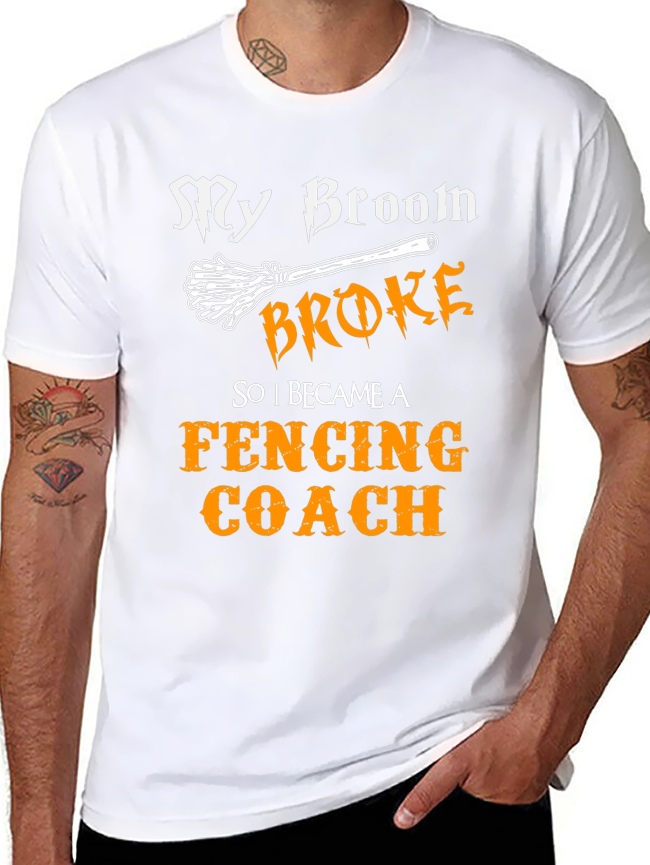 Funny Fencing Coach T-Shirt - My Broom Broke!
