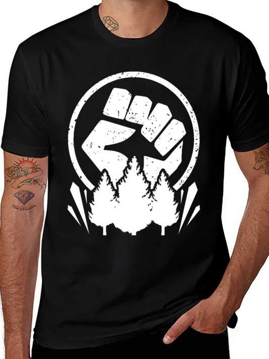 Fist & Forest Graphic T-Shirt - Black Cotton Tee
