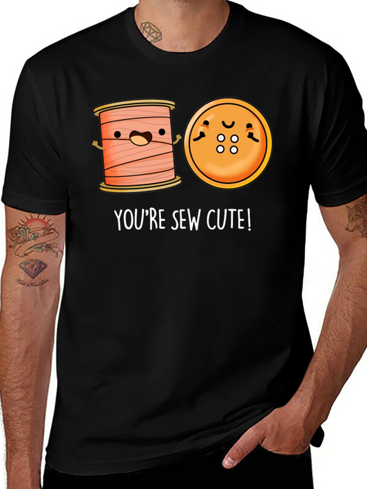 Sew Cute Cartoon Graphic Black T-Shirt