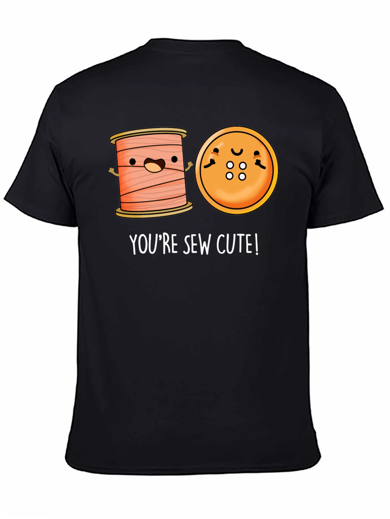 Sew Cute Cartoon Graphic Black T-Shirt