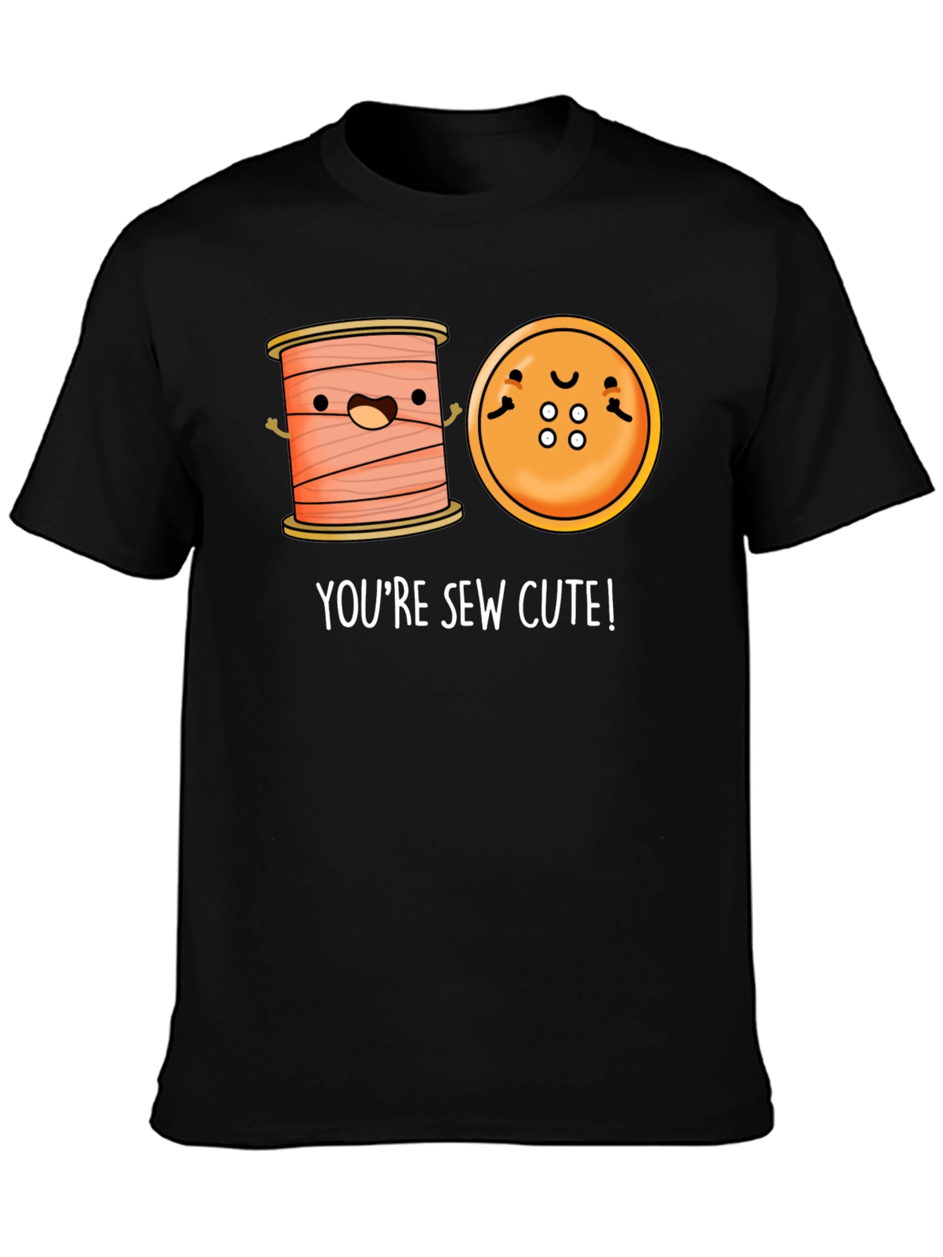 Sew Cute Cartoon Graphic Black T-Shirt