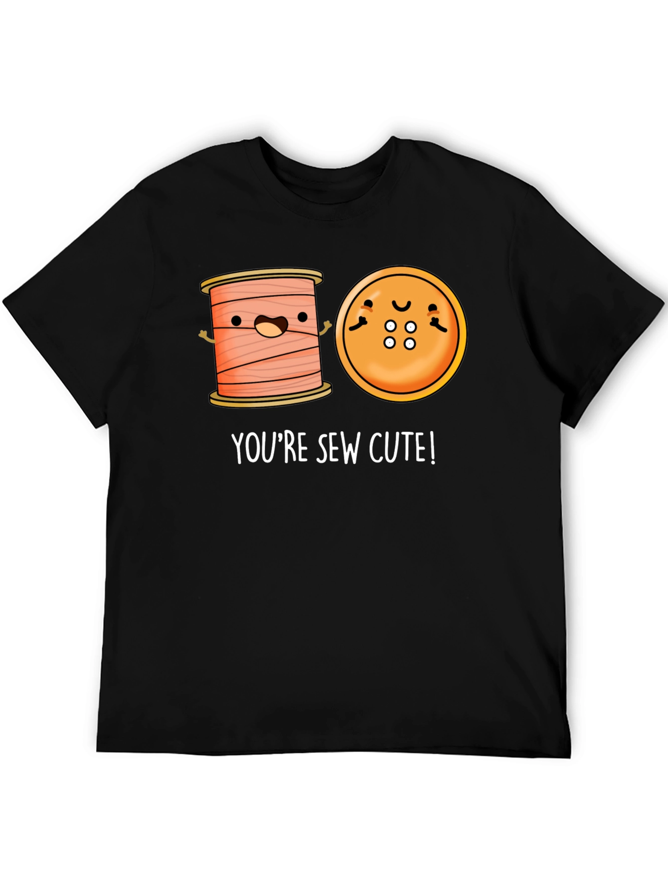 Sew Cute Cartoon Graphic Black T-Shirt