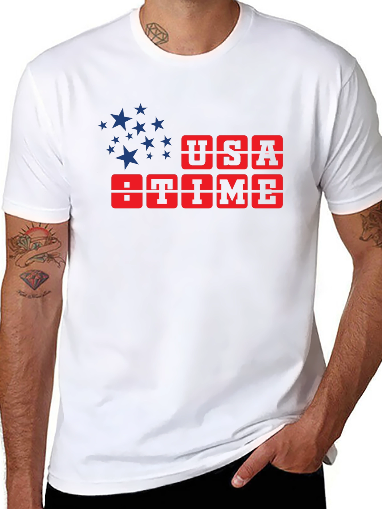 USA Time Graphic T-Shirt Patriotic Tee