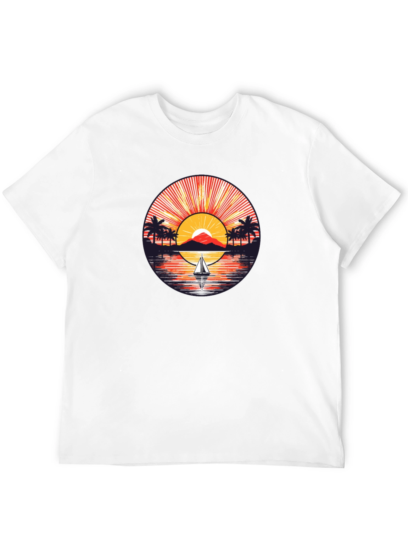 Sunset Sailboat Graphic Tee - Black