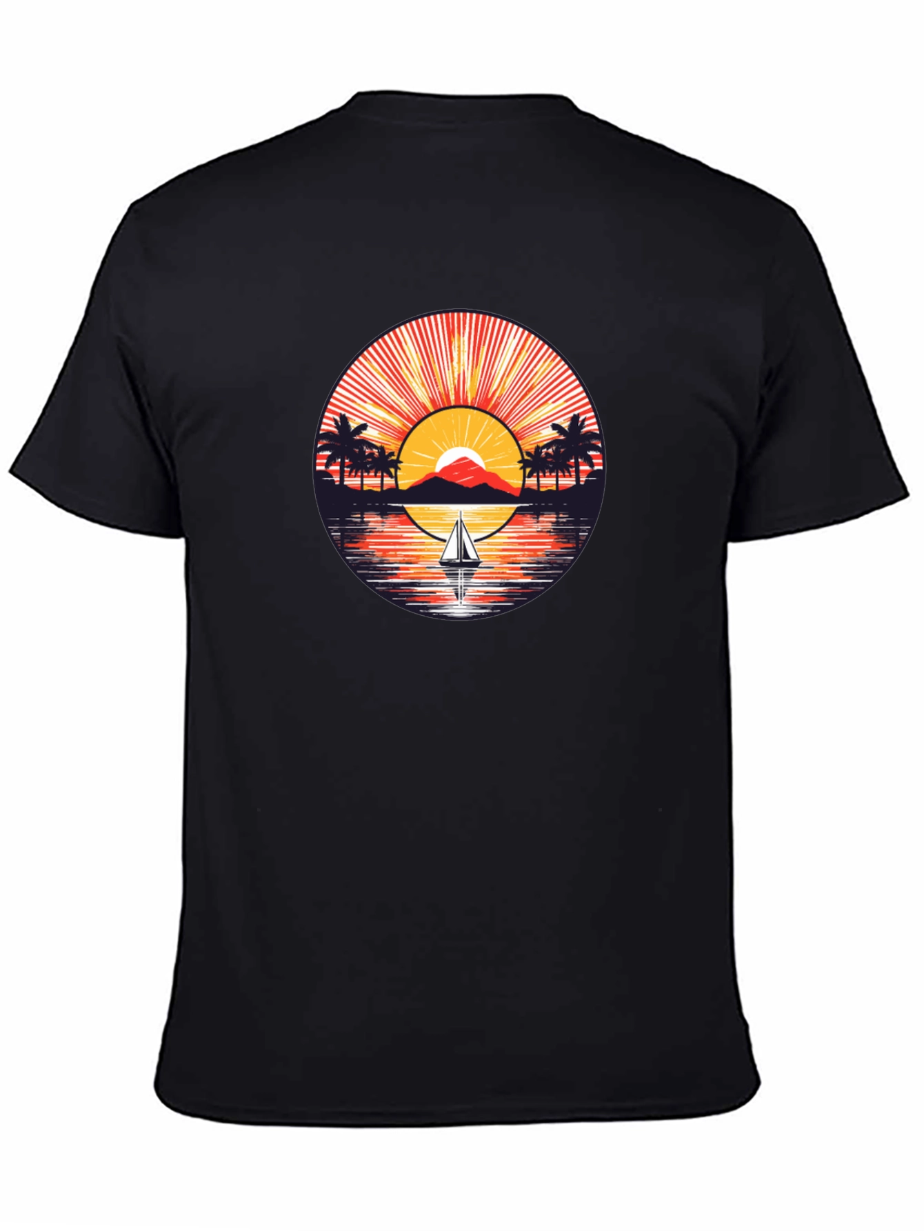 Sunset Sailboat Graphic Tee - Black