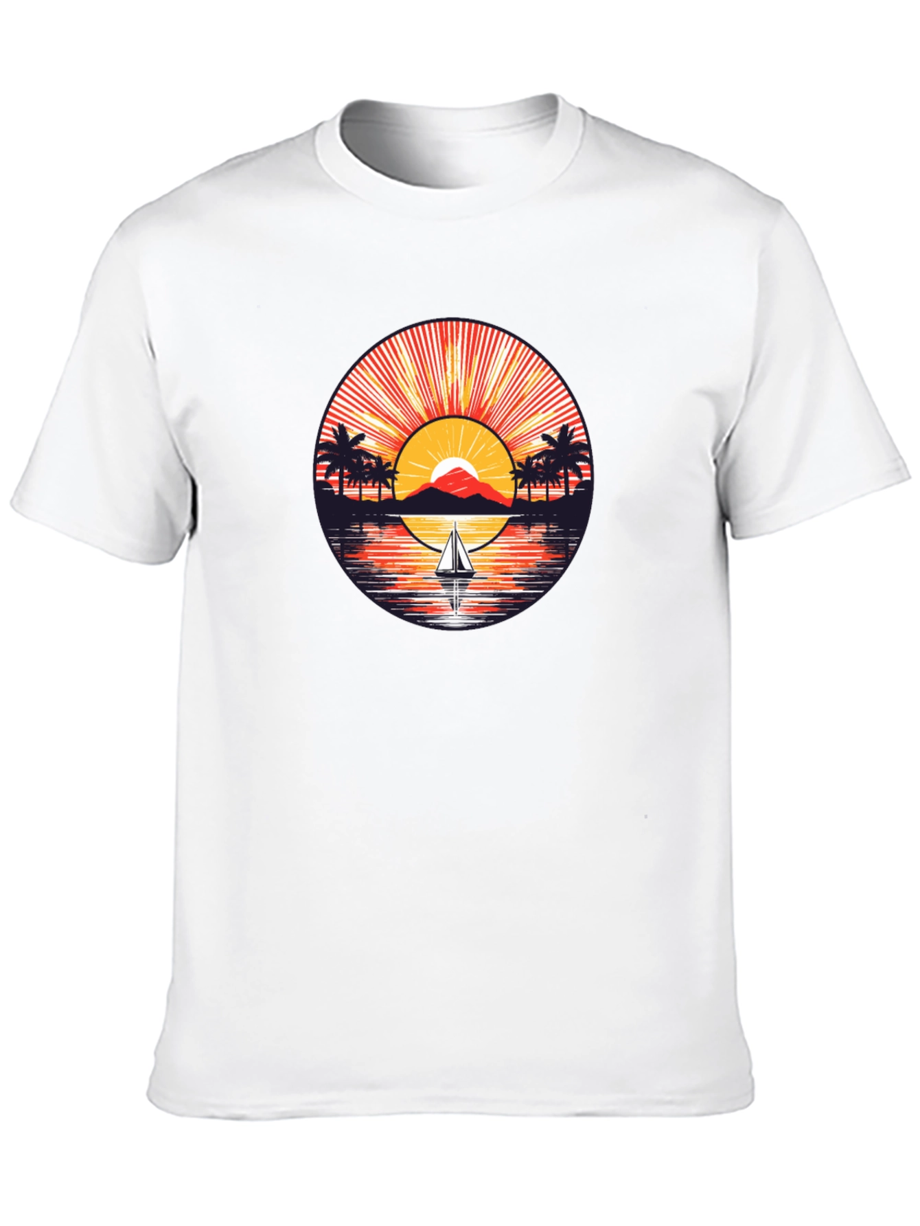 Sunset Sailboat Graphic Tee - Black