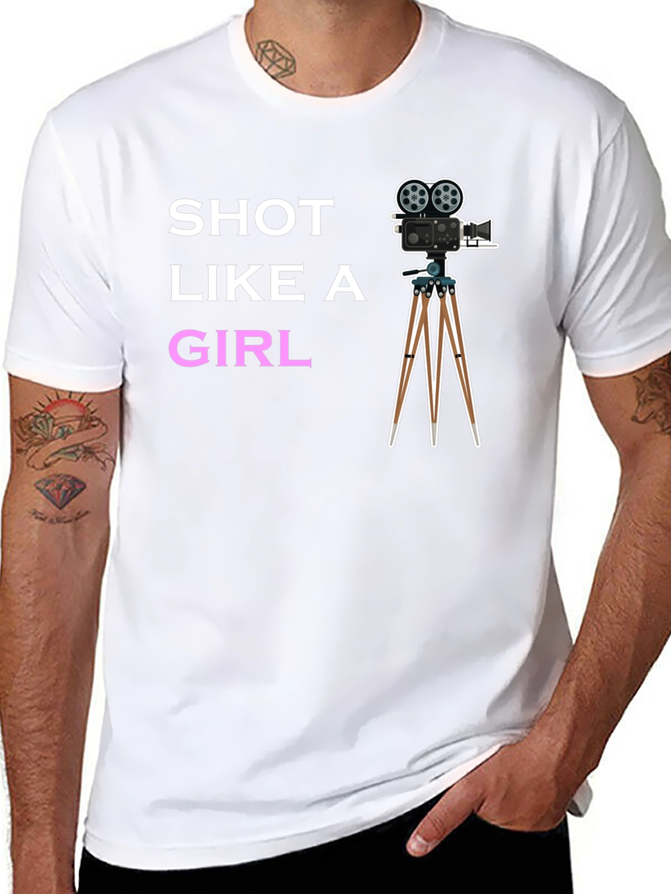 Shot Like a Girl Tee - Movie Camera T-Shirt