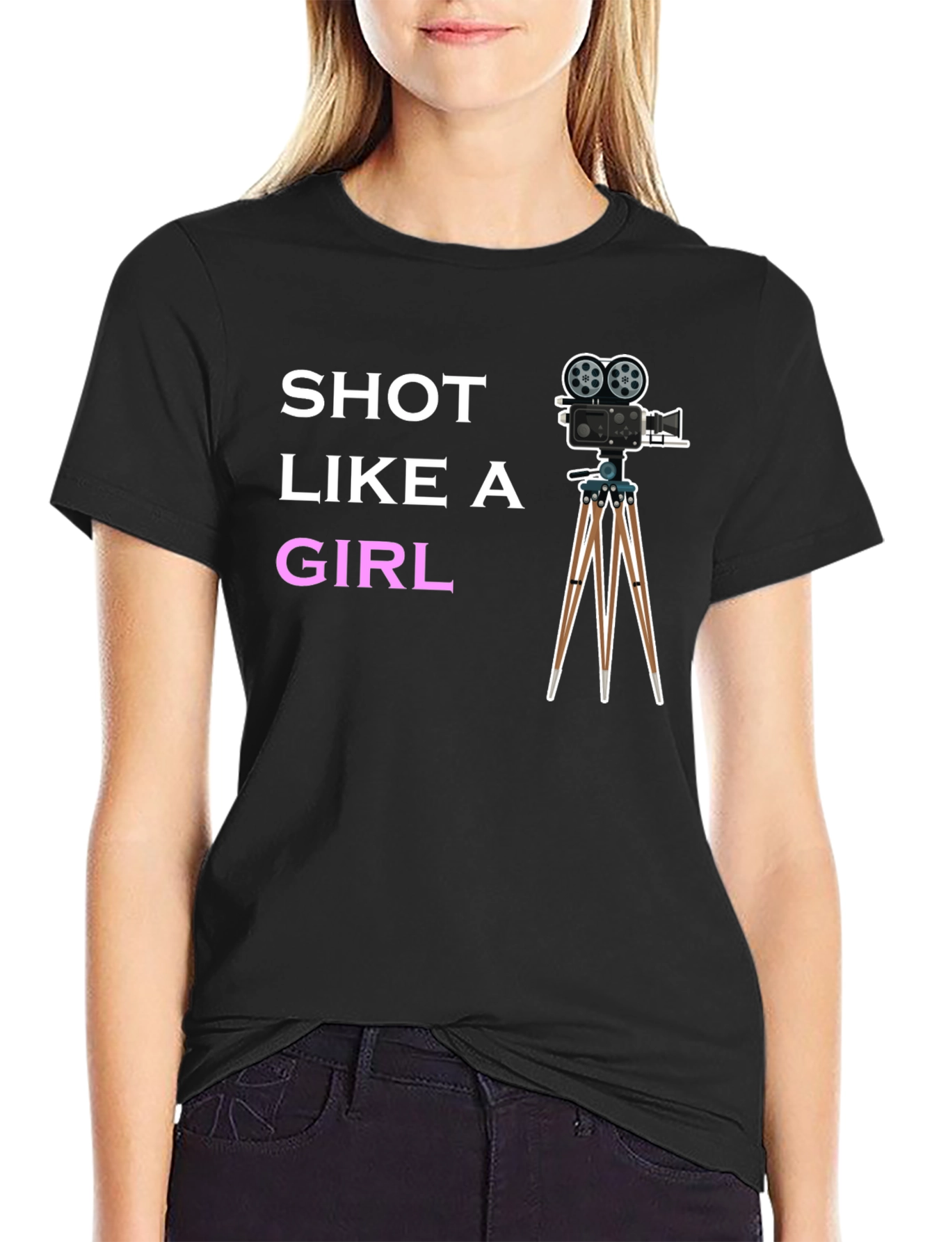 Shot Like a Girl Tee - Movie Camera T-Shirt
