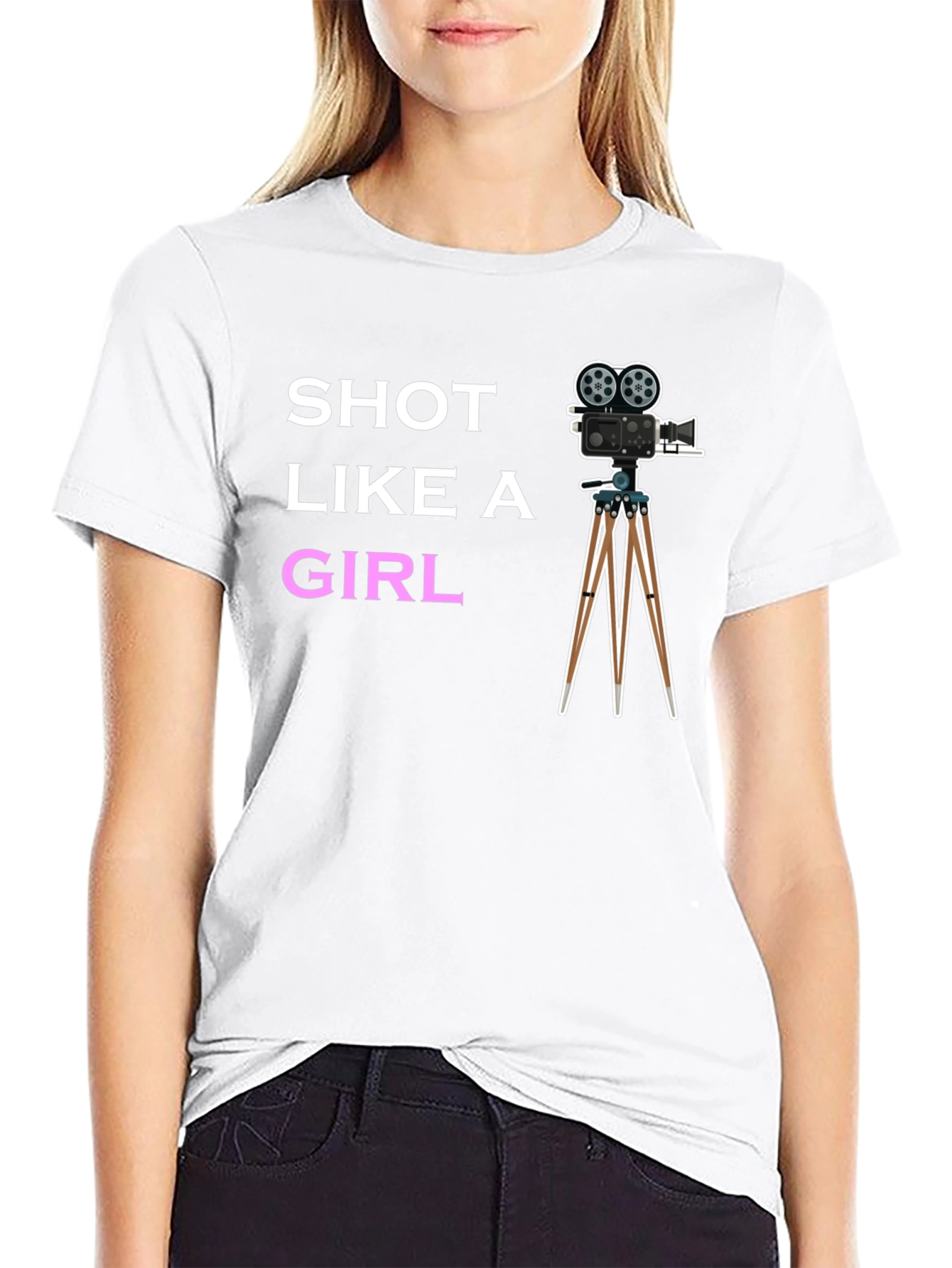 Shot Like a Girl Tee - Movie Camera T-Shirt