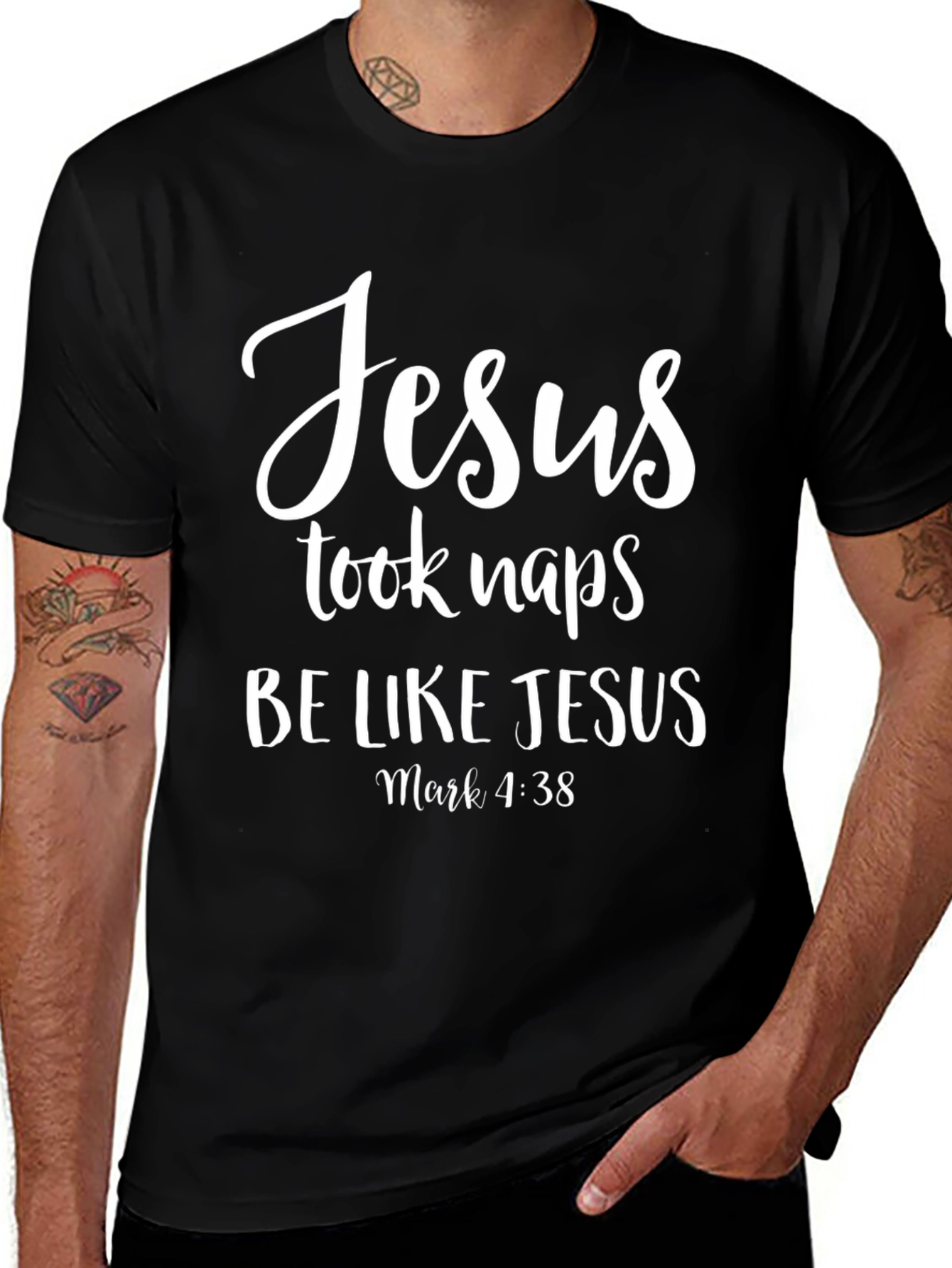 Jesus Took Naps Black Graphic T-Shirt