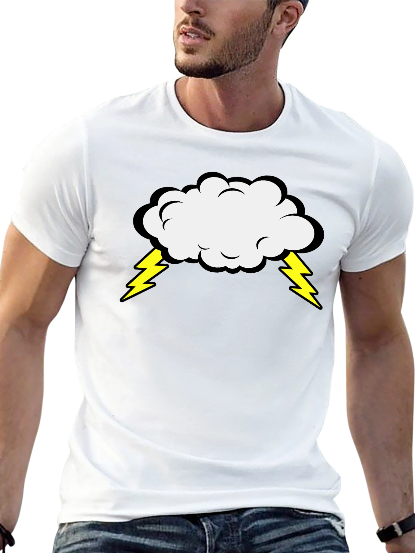 Storm Cloud Graphic Tee - Black Cotton T-Shirt