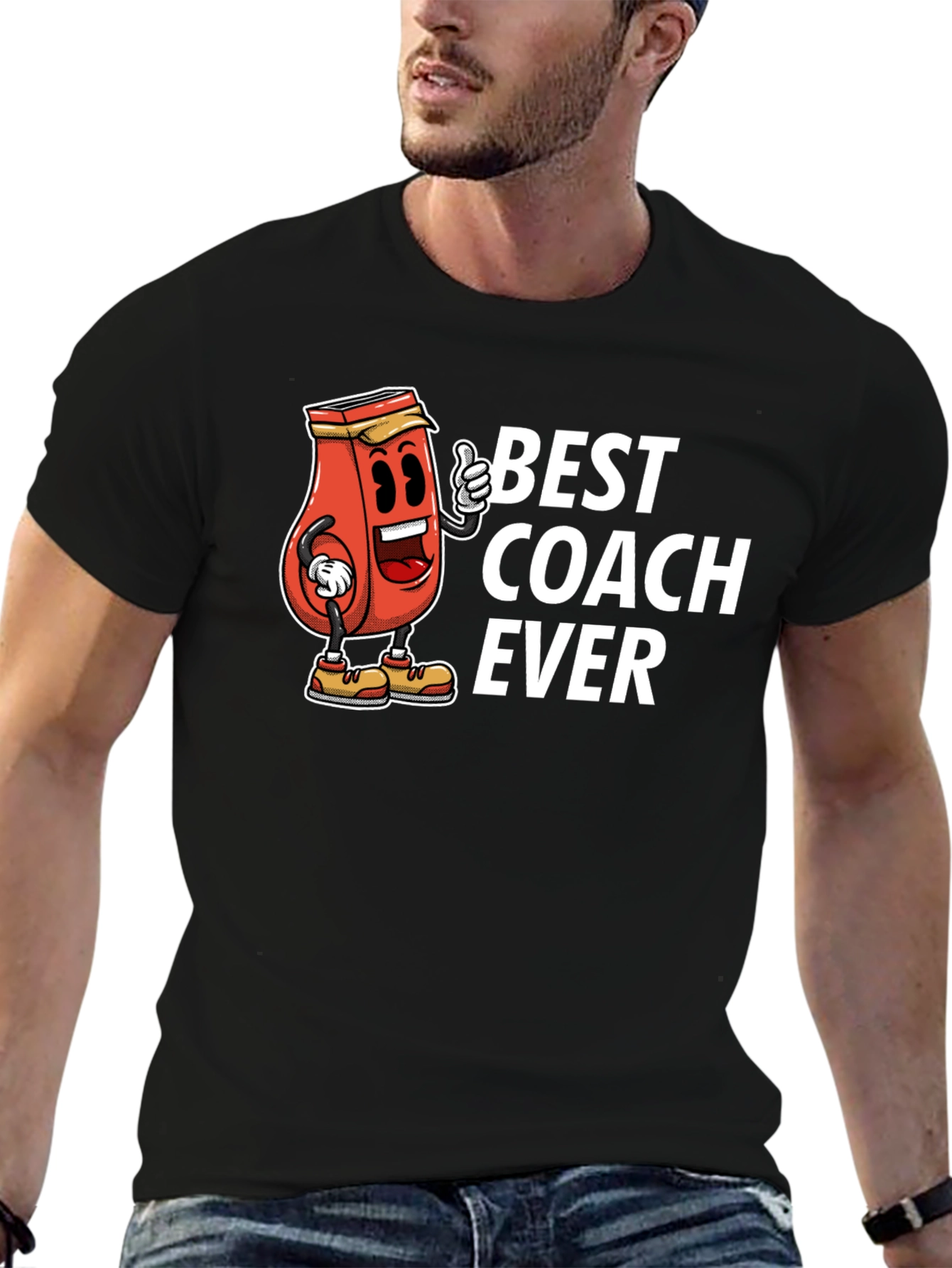 Best Coach Ever Black Graphic T-Shirt
